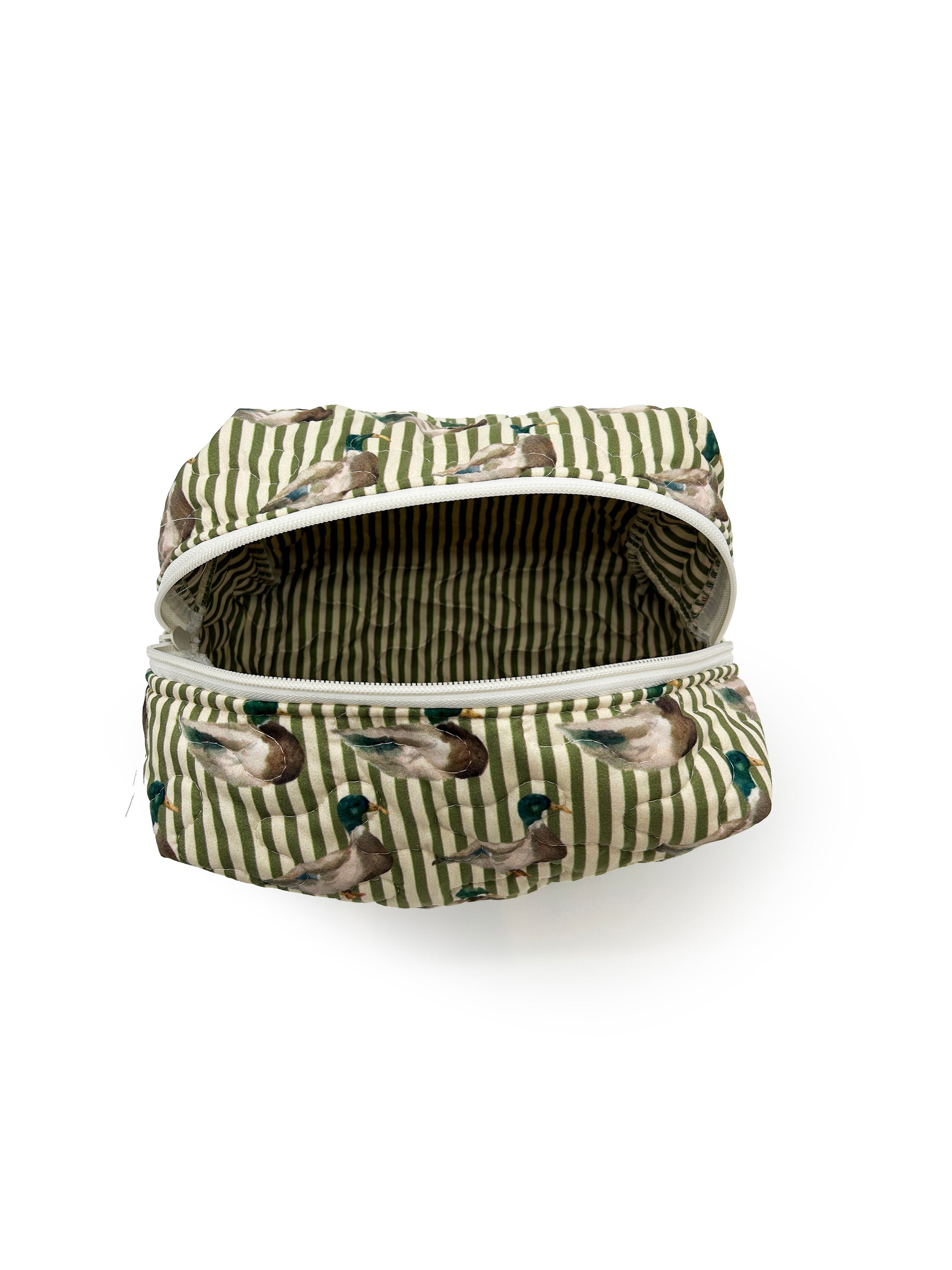 Ida Mae Mallory Ducks Icon Olive Linen Quilted Large Makeup Bag - view 2 of 2
