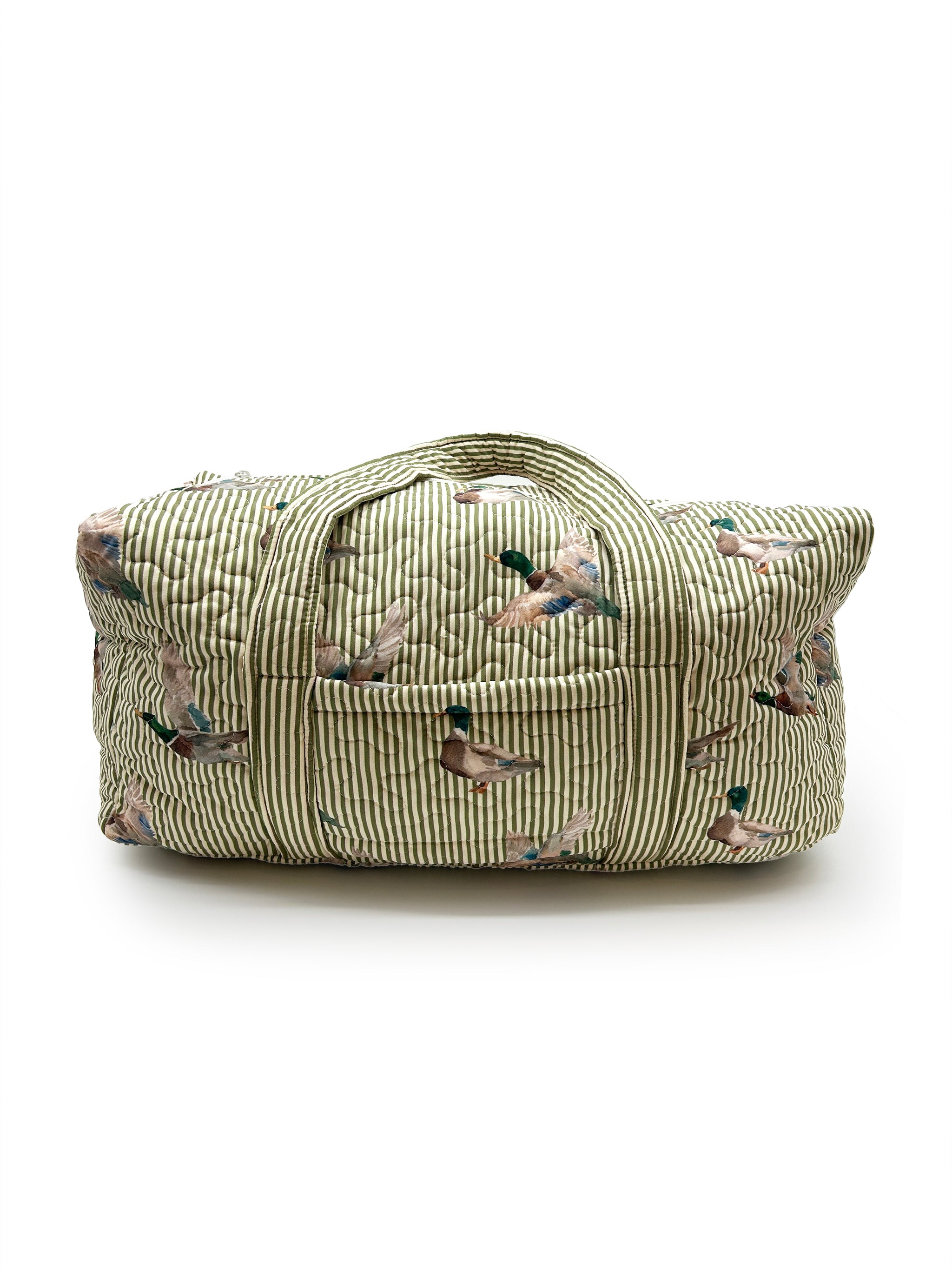 Ida Mae Mallory Ducks Olive Linen Quilted Duffle Bag - view 3 of 3