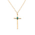 Marie-Gold Cross Blue Stone Paperclip Chain