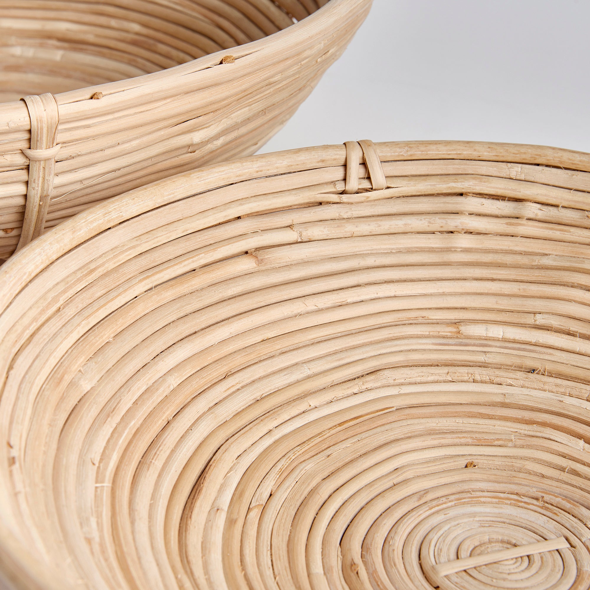 Cane Rattan Low Bowls, Set Of 2 - View 2