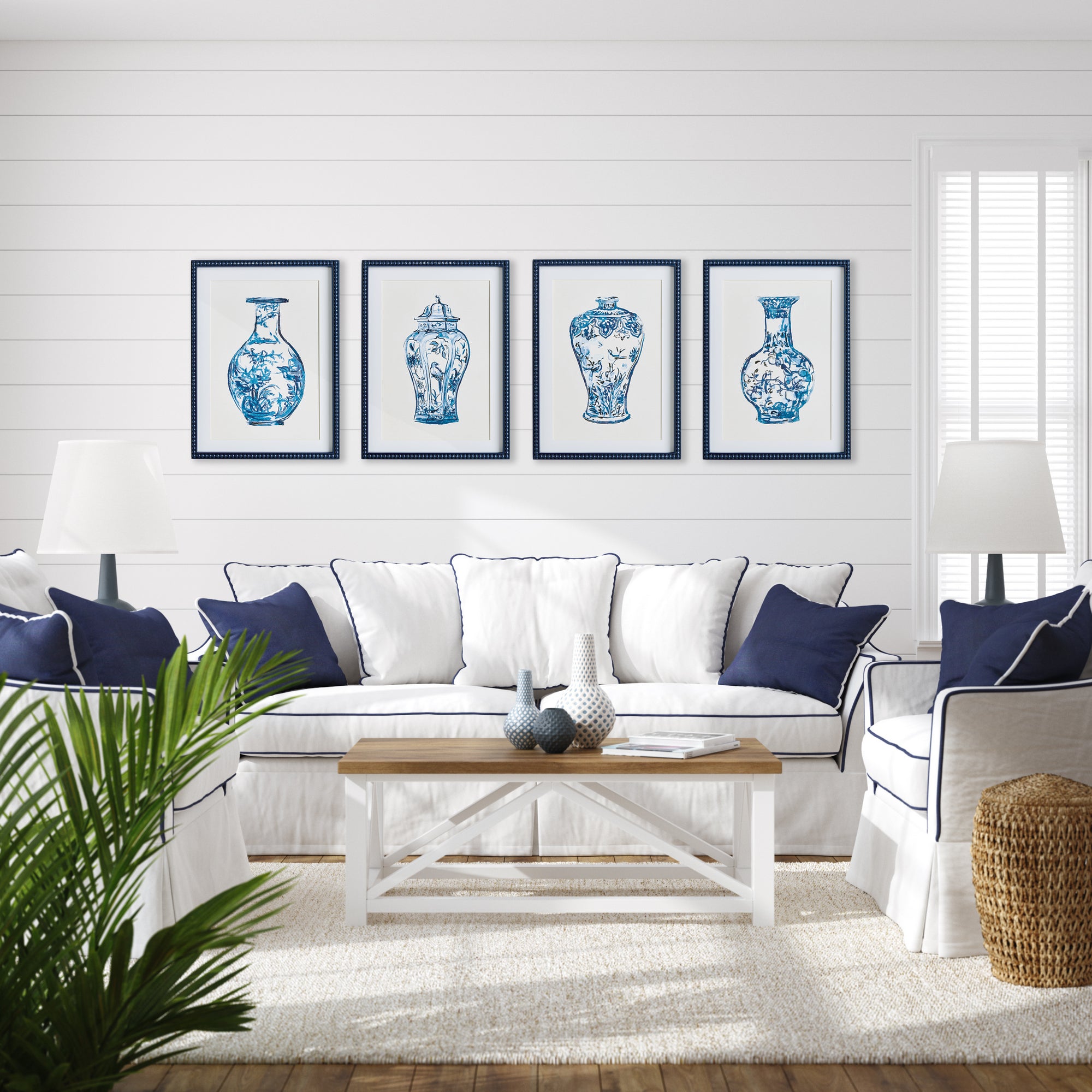 ORNAMENTAL URNS IN BLUE, SET OF 4 - view 3