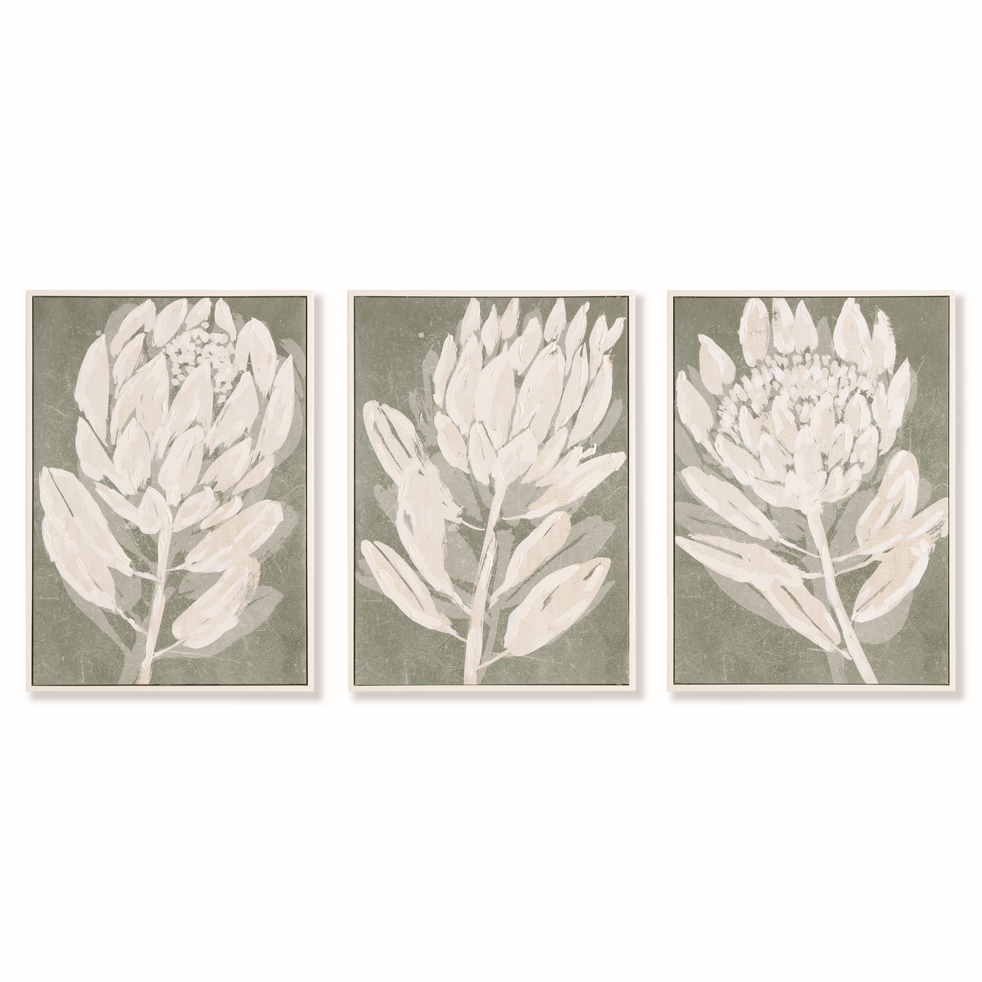 Protea Triptych Hand-Embellished Giclees, Set Of 3