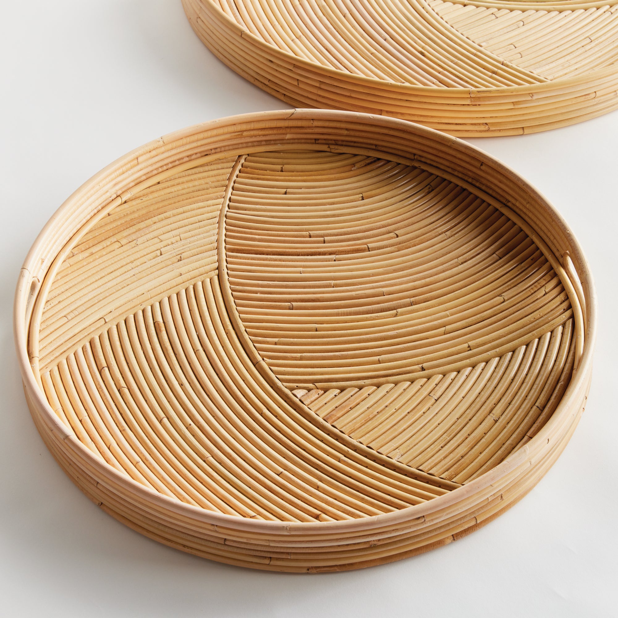 Jelani Cane Round Trays, Set Of 2 - View 3