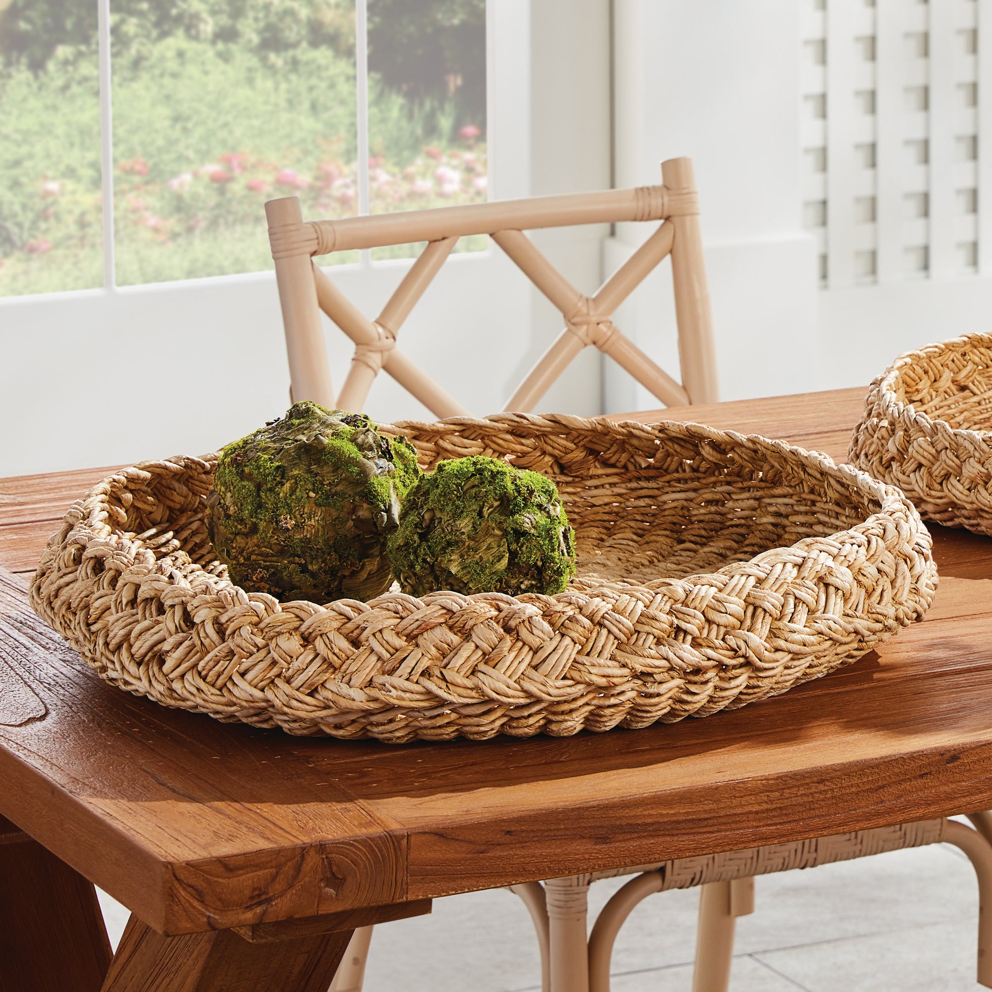 ABACA FRENCH BRAIDED ROUND TRAYS, SET OF 2 - view 7