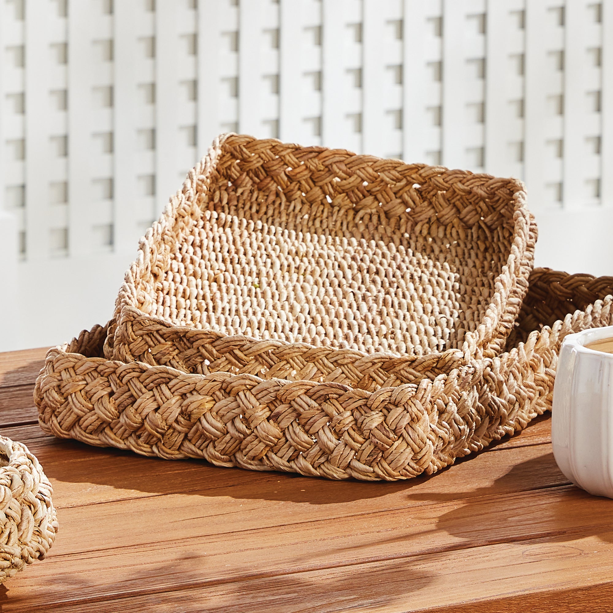 ABACA FRENCH BRAIDED SQUARE TRAYS, SET OF 2 - view 5