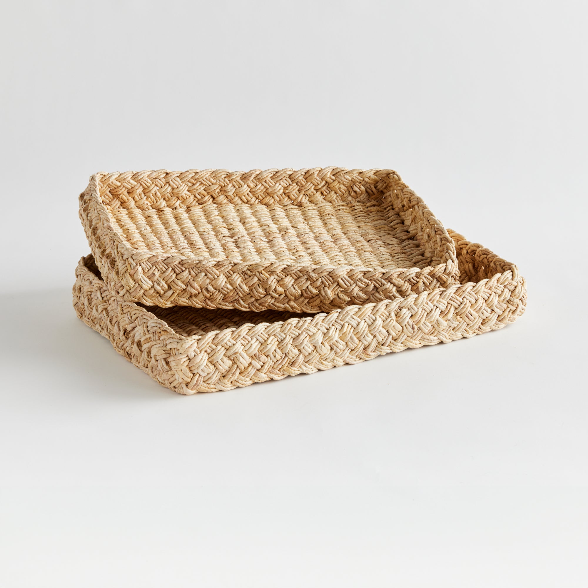 ABACA FRENCH BRAIDED SQUARE TRAYS, SET OF 2 - view 2