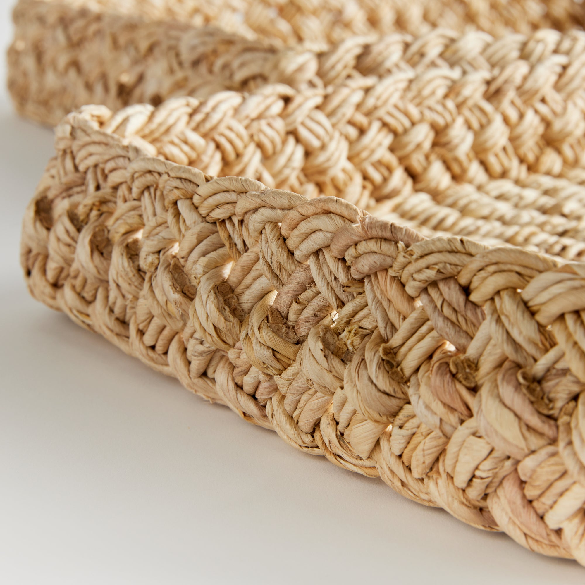 ABACA FRENCH BRAIDED SQUARE TRAYS, SET OF 2 - view 3