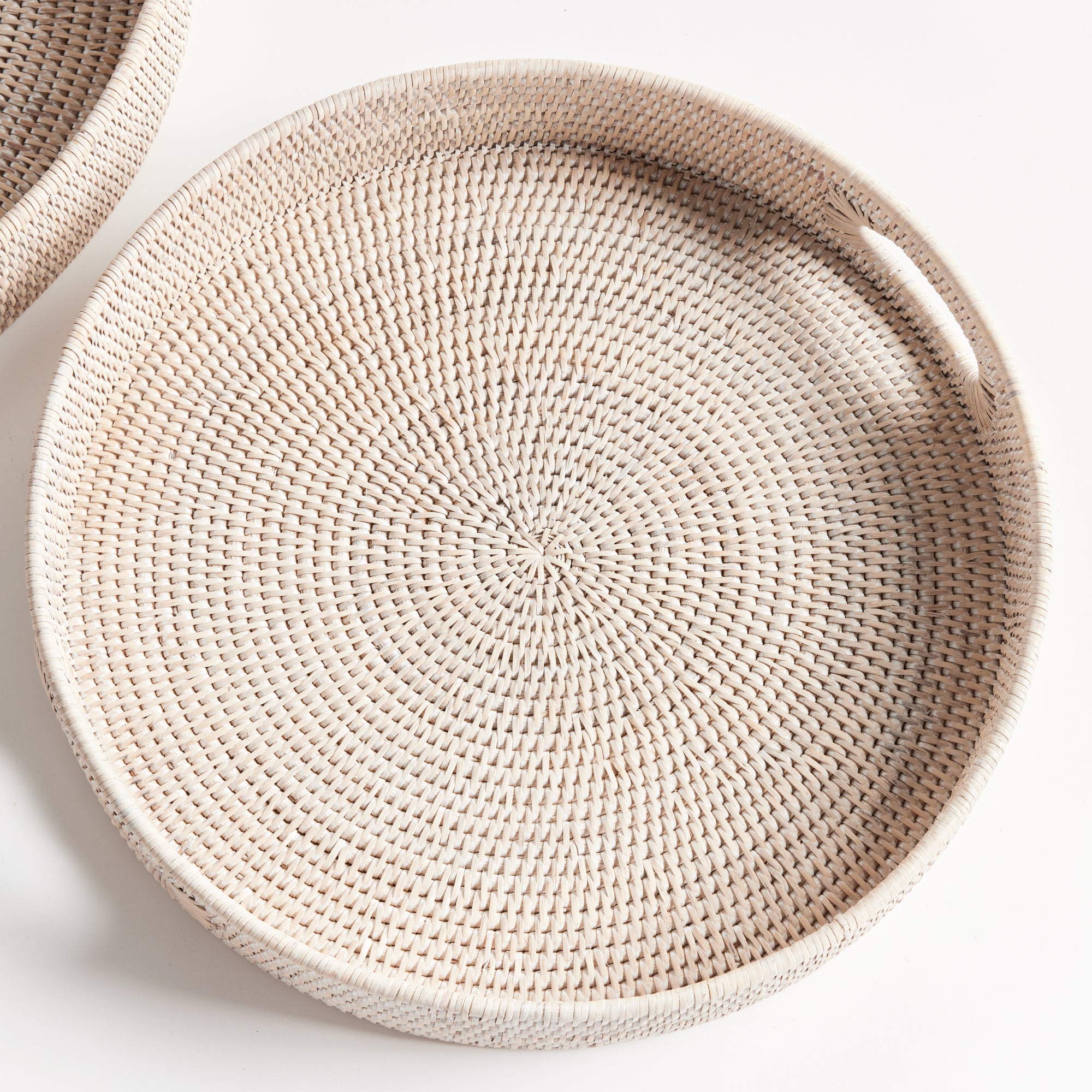 Burma Rattan Round Ottoman Trays Small, Set Of 2 - View 3