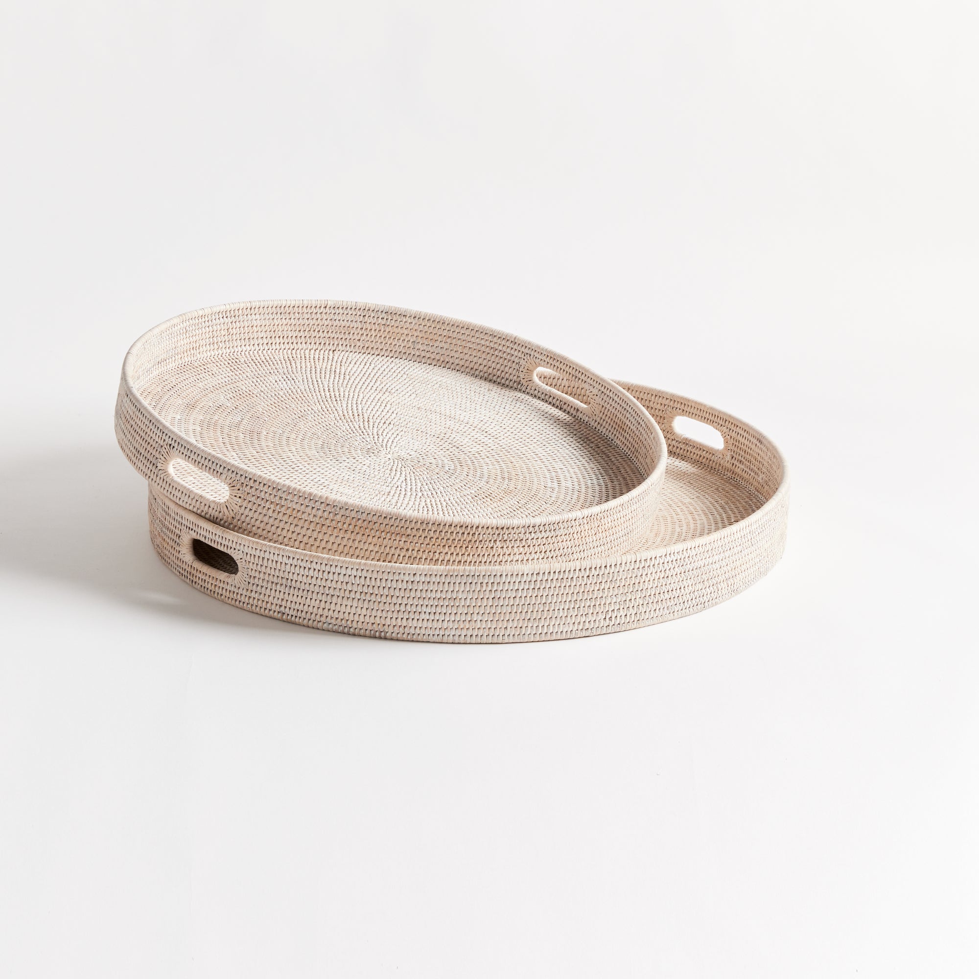 Burma Rattan Round Ottoman Trays Large, Set Of 2 - View 2