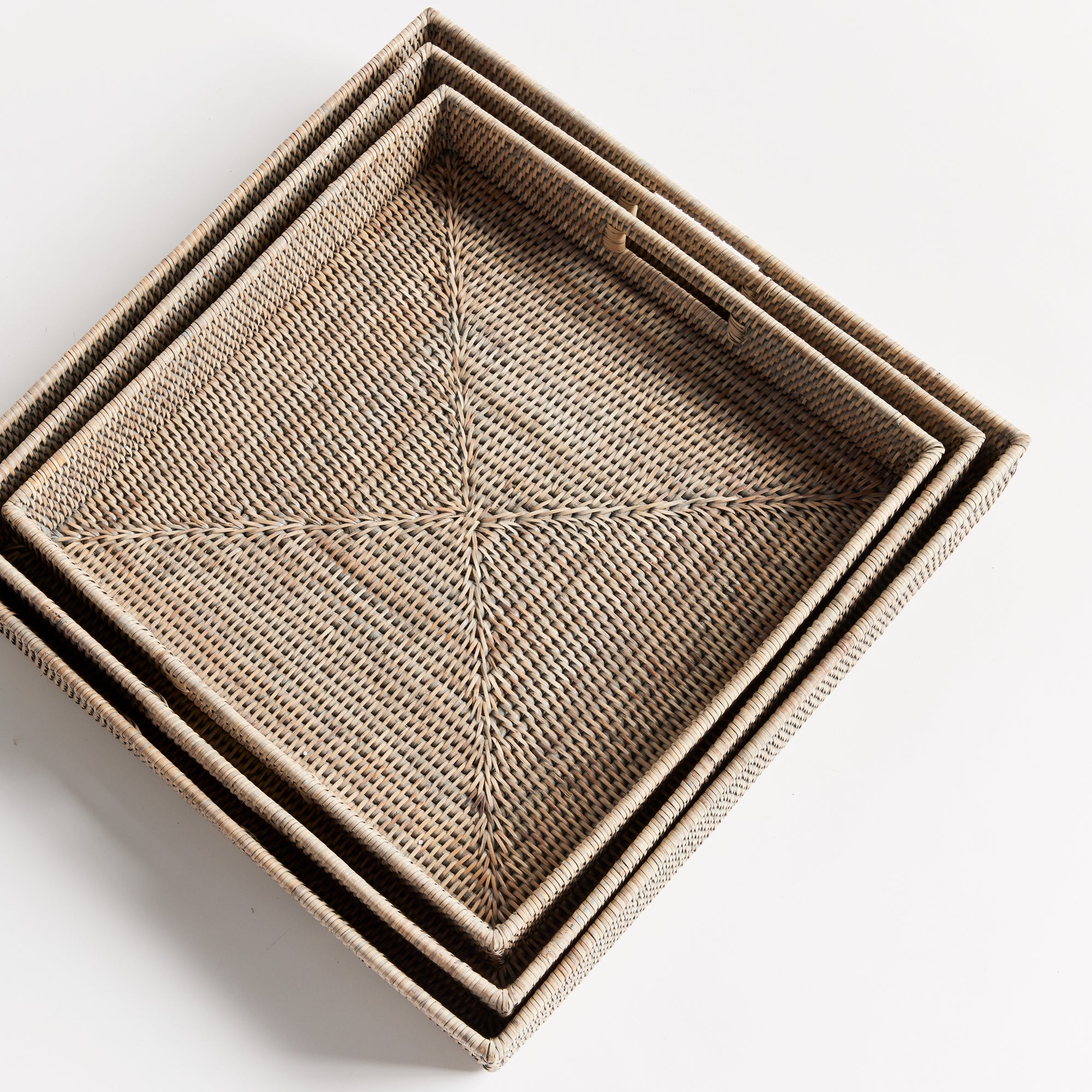 Burma Rattan Ottoman Trays, Set Of 3 - View 3