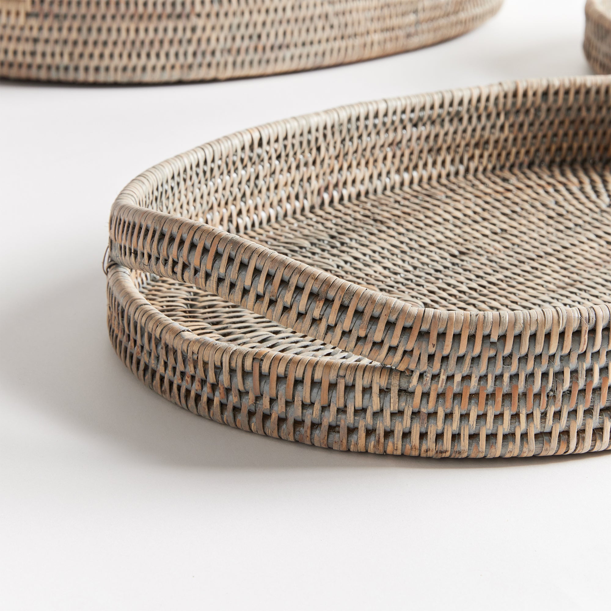 Burma Rattan Oval Serving Trays, Set Of 3 - View 3