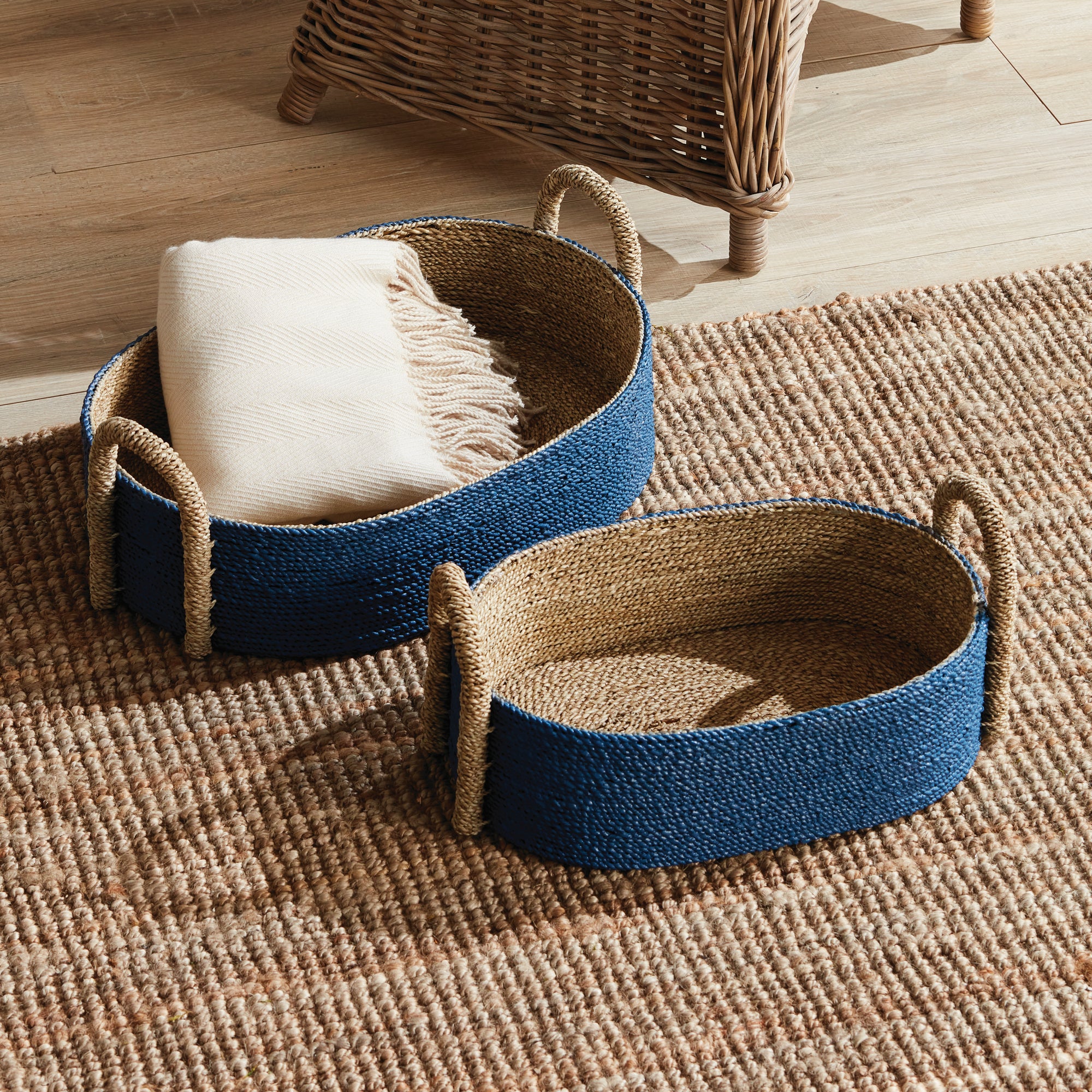 TIANA SEAGRASS SHORT OVAL BASKETS, SET OF 2 - view 5