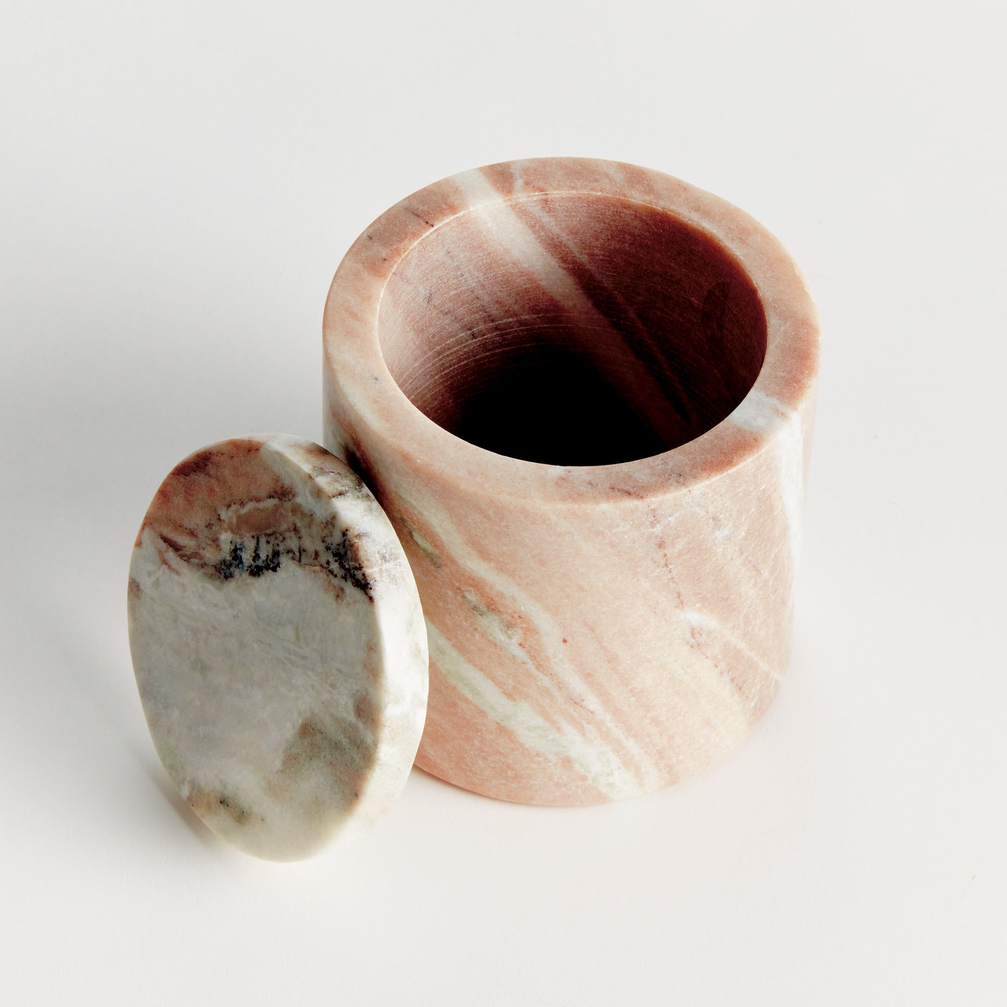 Jaqueline Marble Round Lidded Box Short - View 3