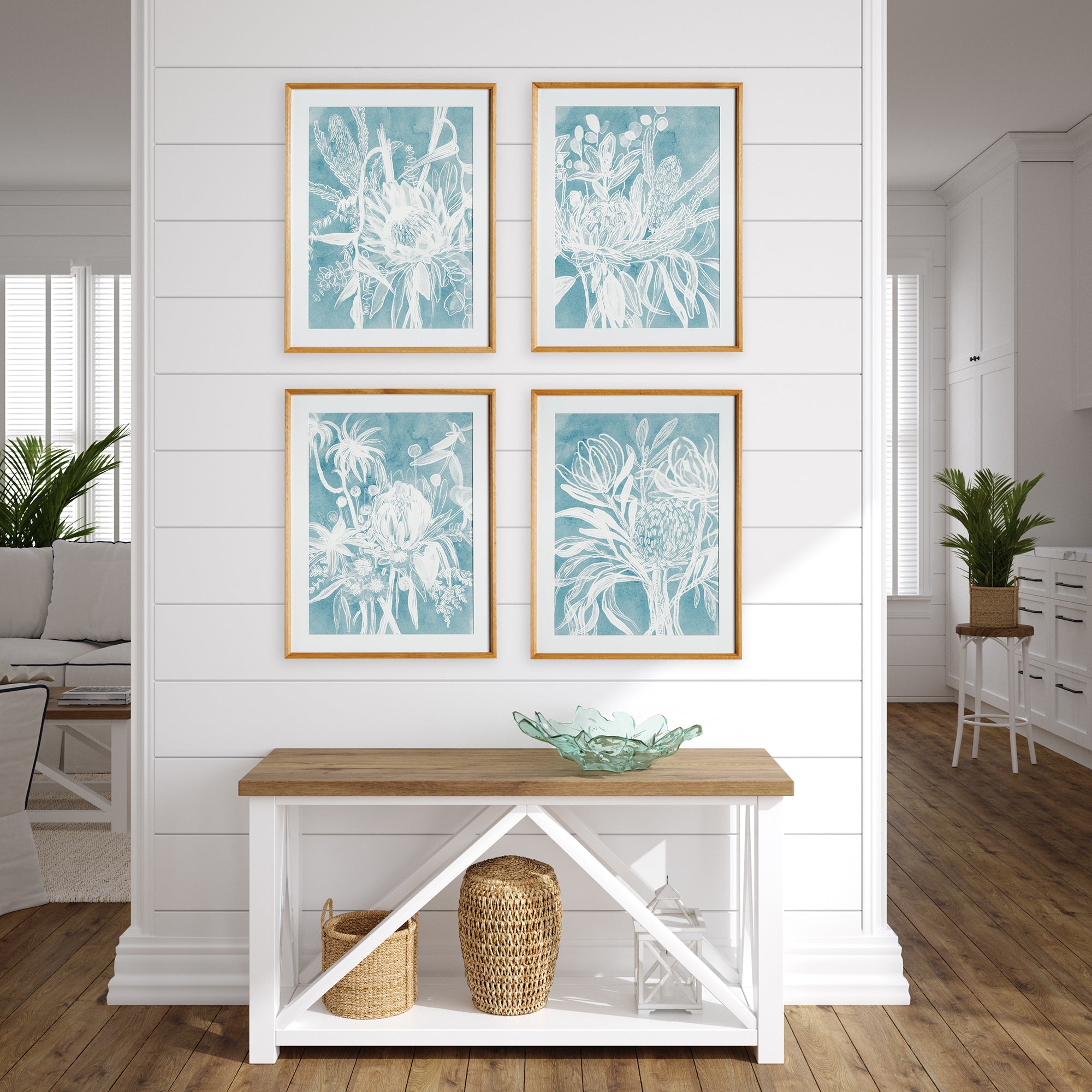 PROTEA ABSTRACT PRINTS IN SOFT BLUE, SET OF 4 - view 4