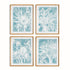Protea Abstract Prints In Soft Blue, Set Of 4