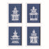 Traditional Pagoda Study, Set Of 4