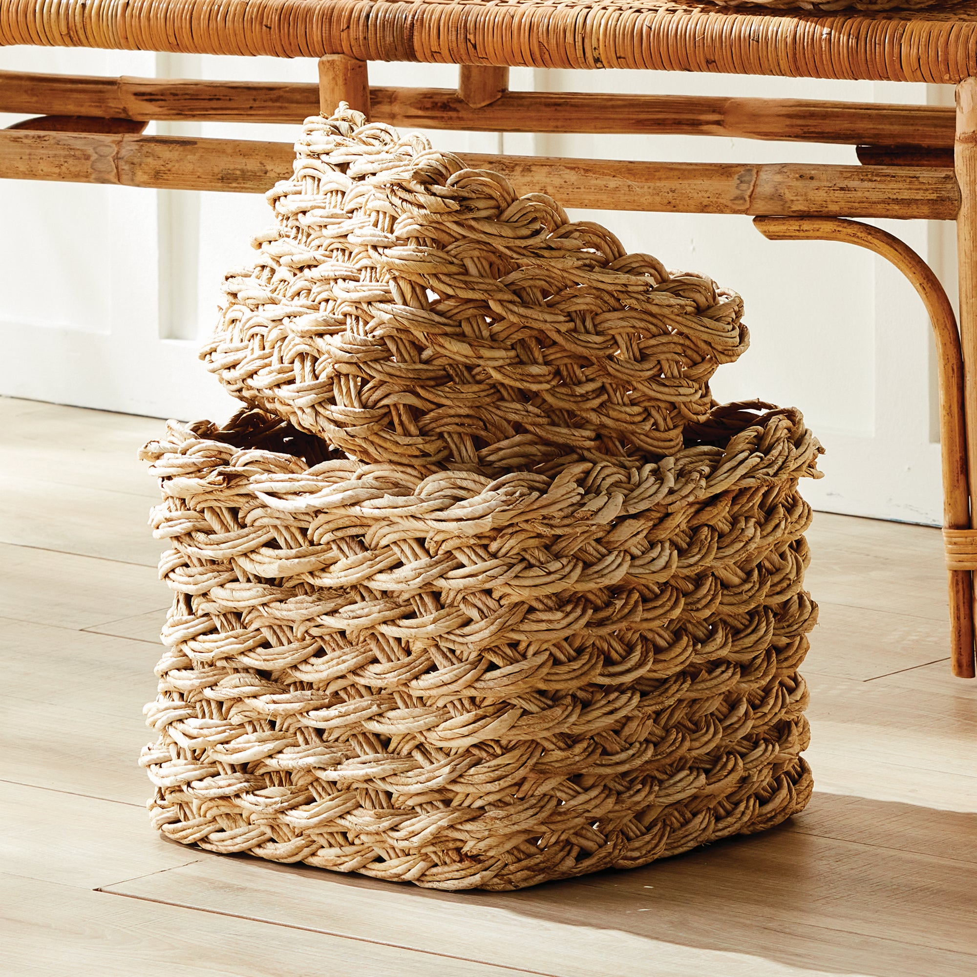 Abaca French Braid Storage Baskets Square, Set Of 2 - View 5