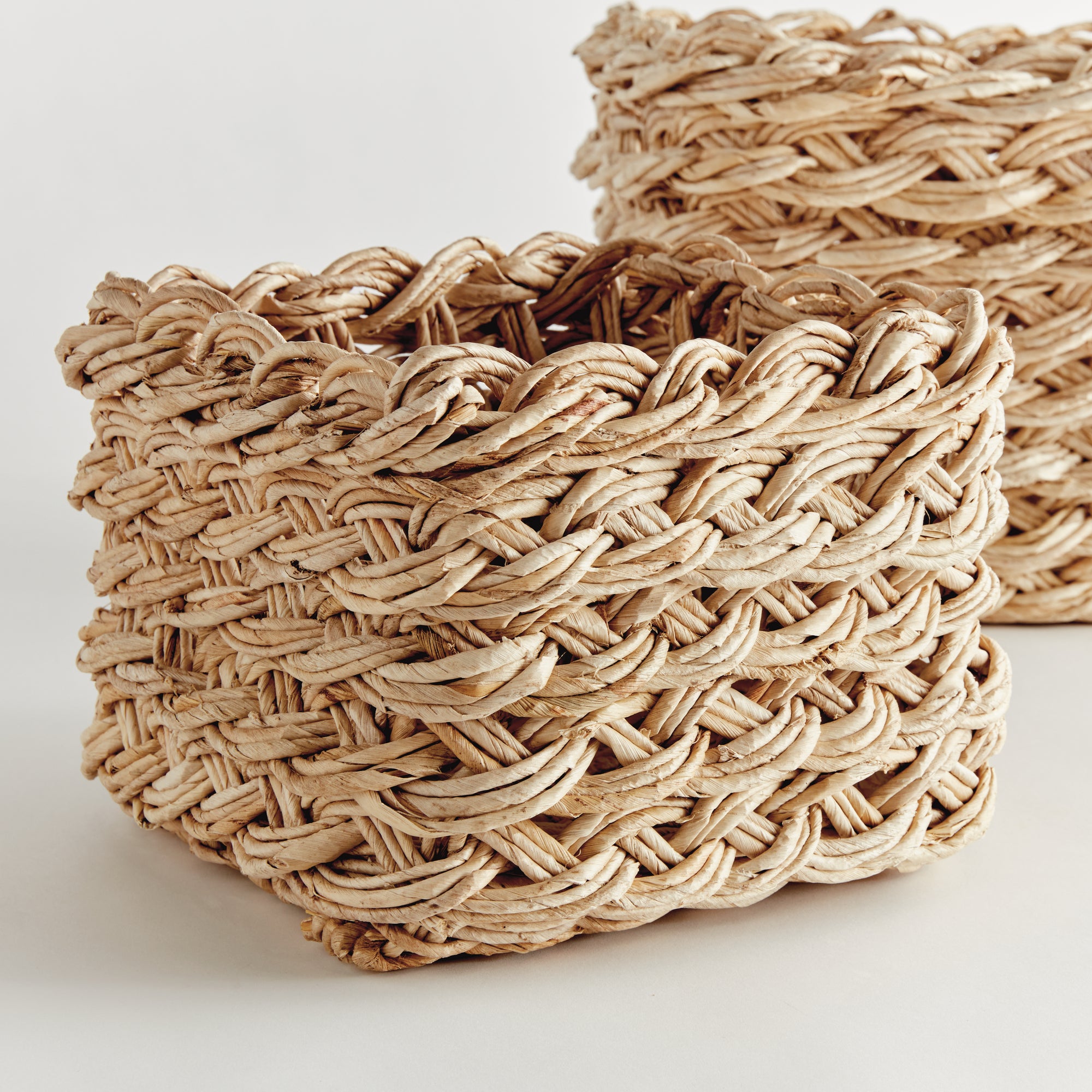 ABACA FRENCH BRAID STORAGE BASKETS SQUARE, SET OF 2 - view 2