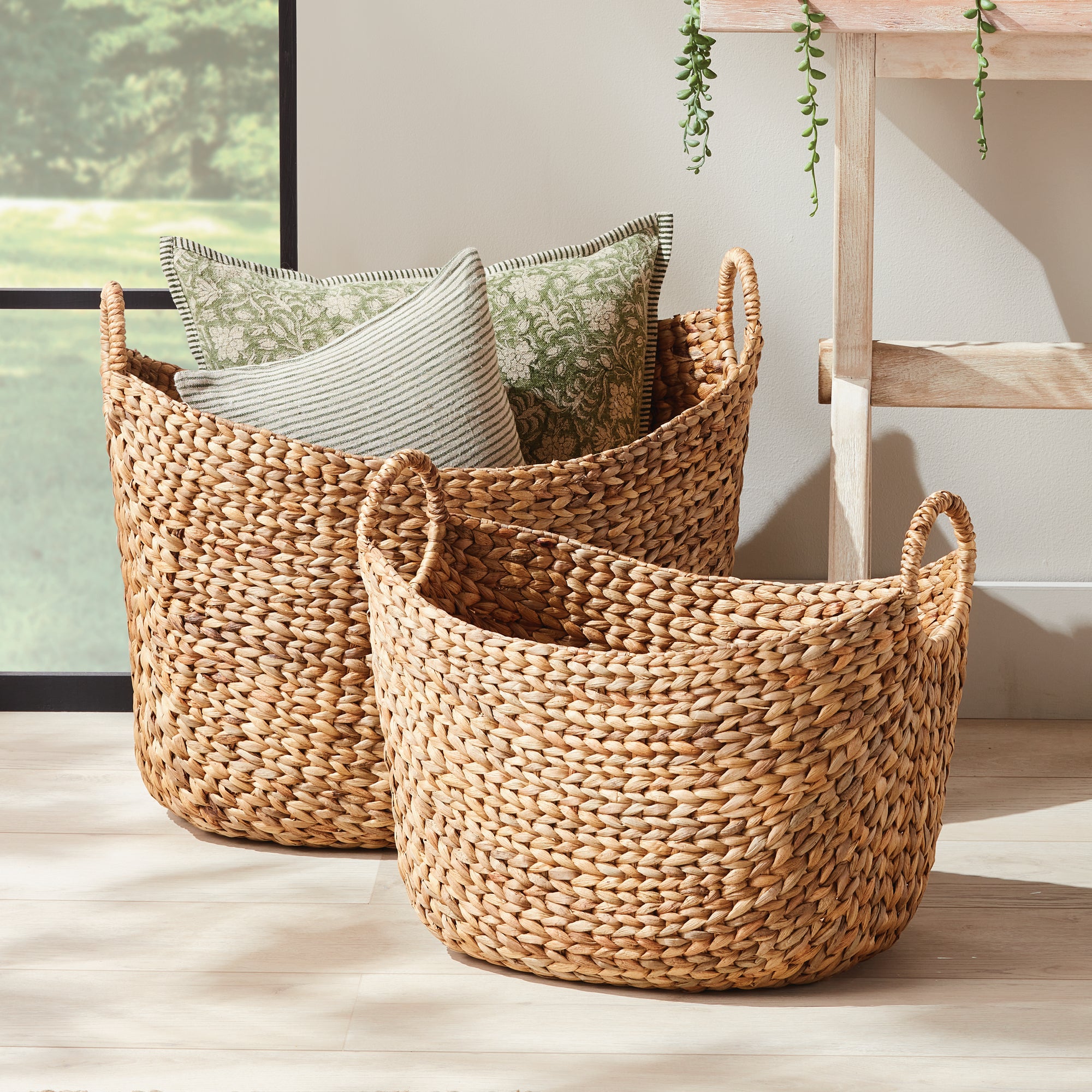 JOSETTE WATER HYACINTH BASKETS WITH HANDLES, SET OF 2 - view 5