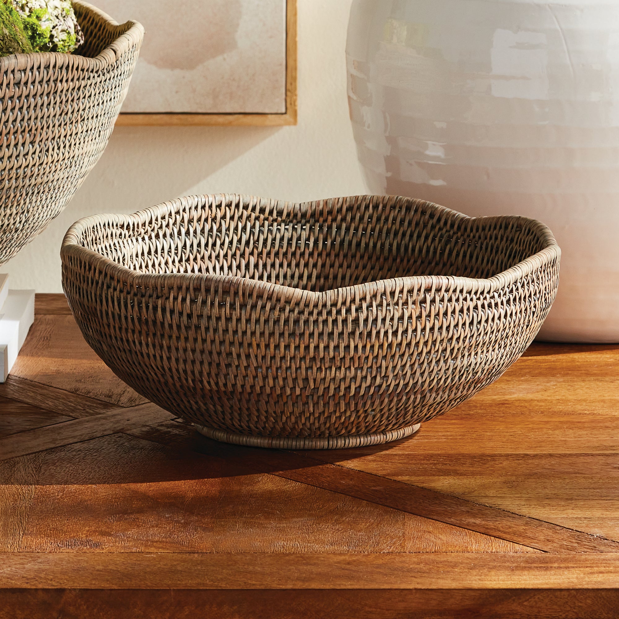 Burma Rattan Scalloped Edge Bowl - View 5