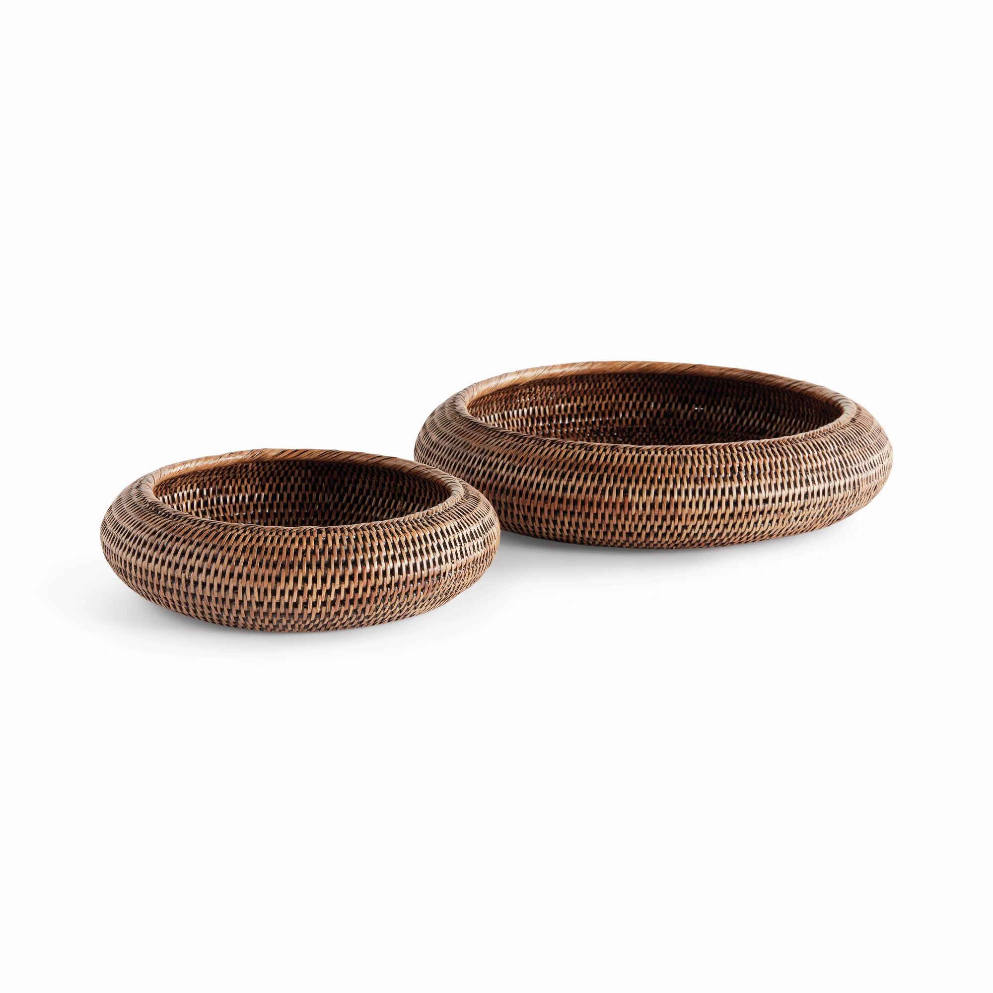 Burma Rattan Shallow Display Bowls, Set Of 2