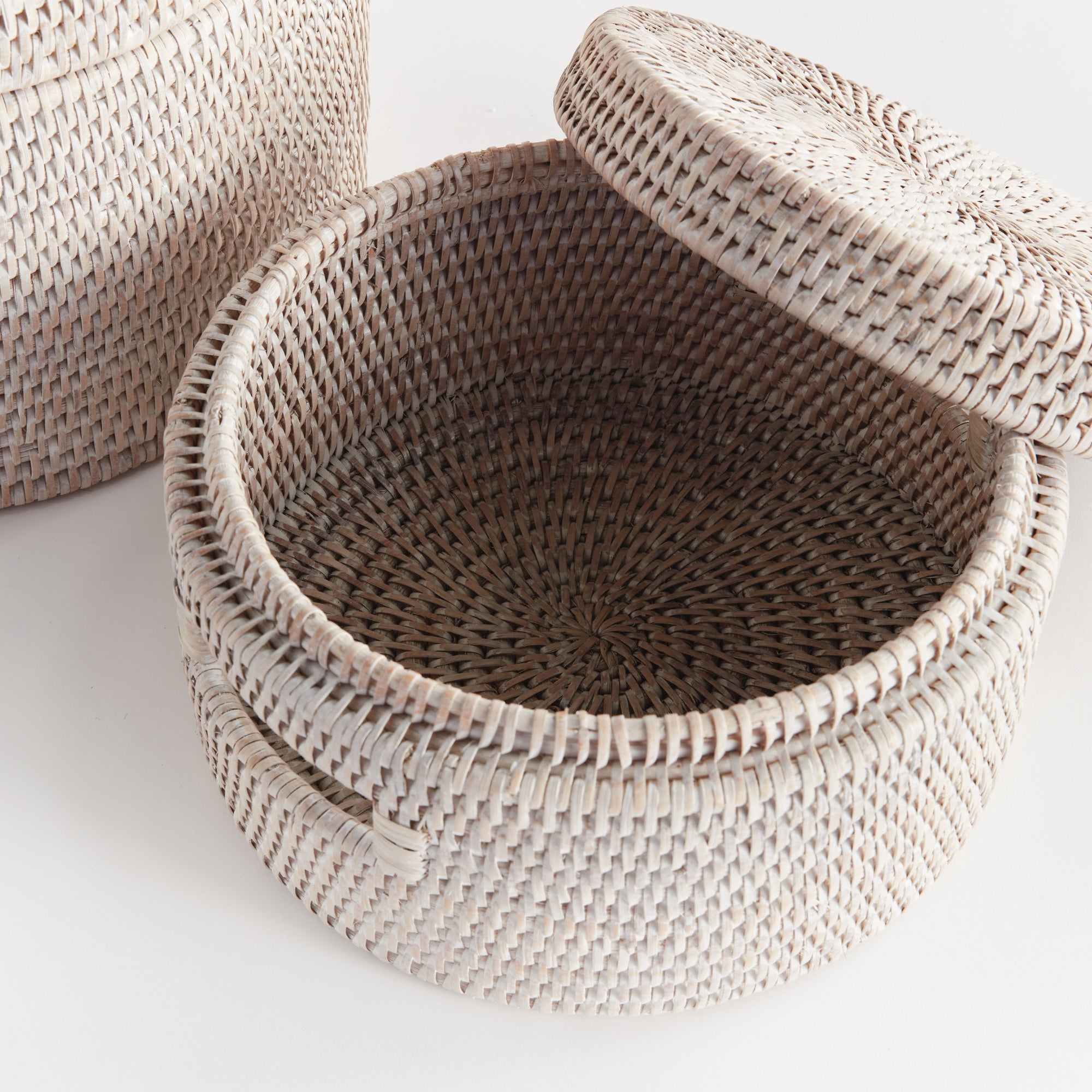 Burma Rattan Round Lidded Boxes, Set Of 2 - View 3