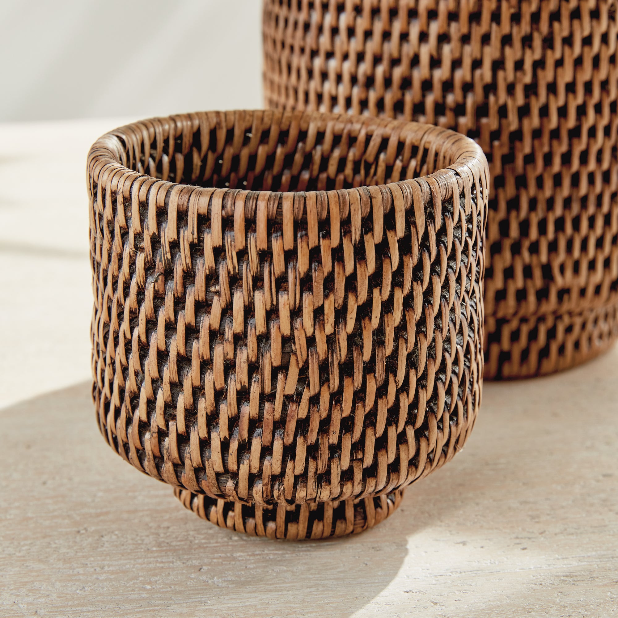 BURMA RATTAN CACHEPOTS SMALL, SET OF 2 - view 6