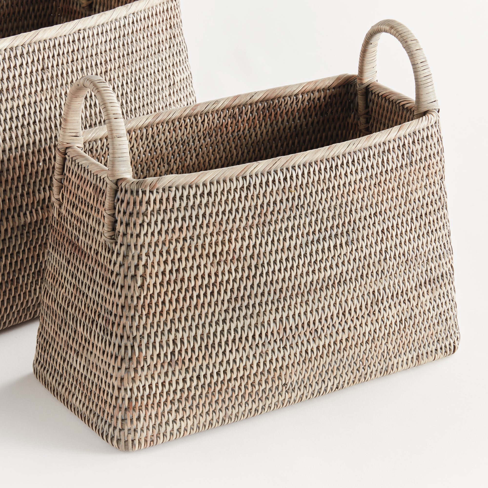 Burma Rattan Narrow Magazine Basket, Set Of 2 - View 2