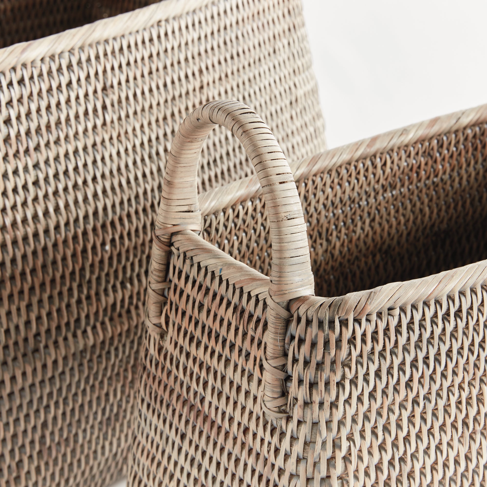 Burma Rattan Narrow Magazine Basket, Set Of 2 - View 3