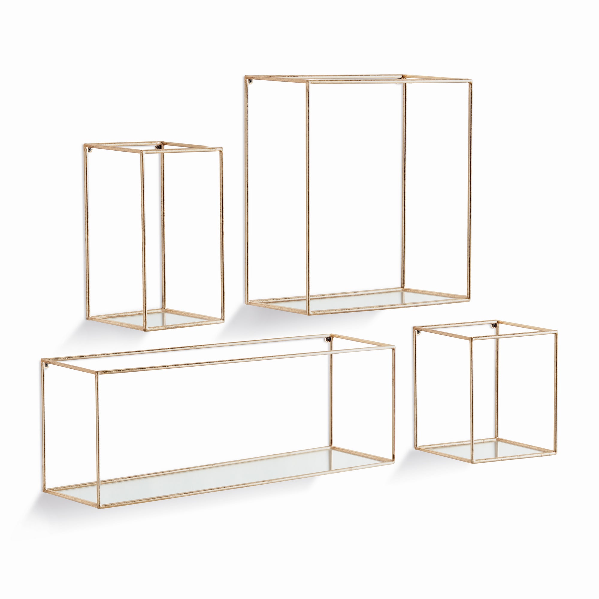 DUNCAN MIRRORED WALL SHELVES, SET OF 4