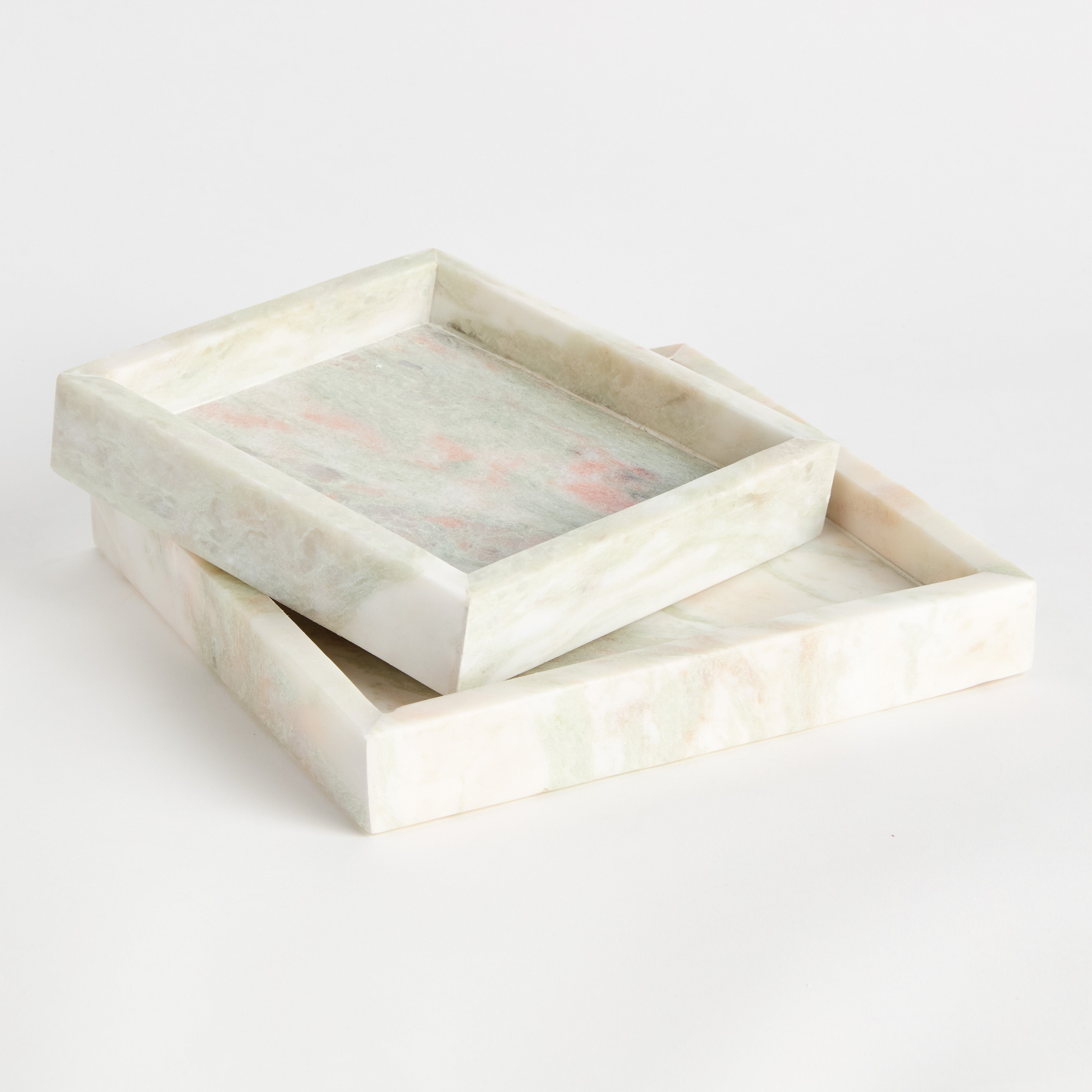JOHANNA SQUARE MARBLE TRAYS SMALL, SET OF 2 - view 2
