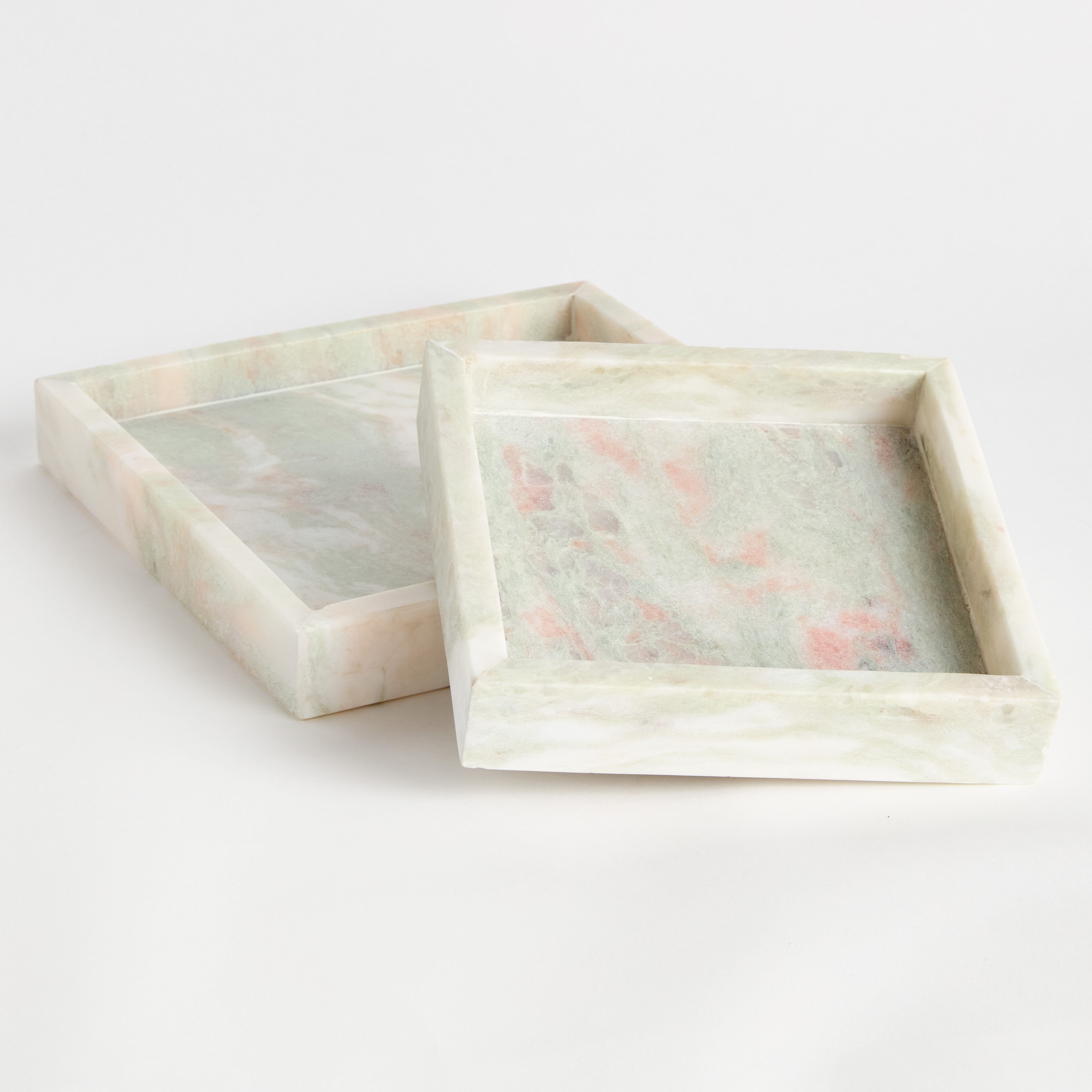 JOHANNA SQUARE MARBLE TRAYS SMALL, SET OF 2 - view 3