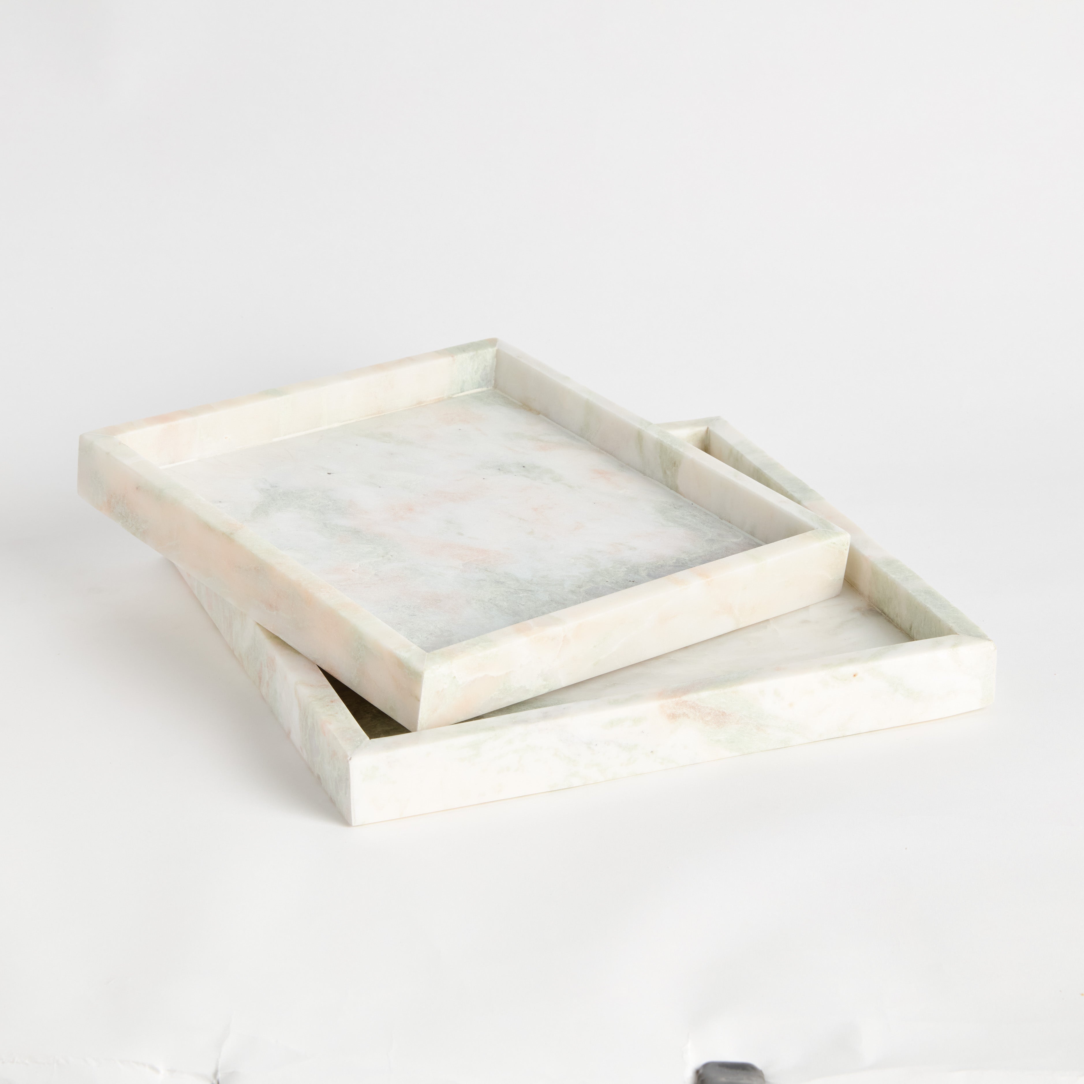 JOHANNA SQUARE MARBLE TRAYS LARGE, SET OF 2 - view 2