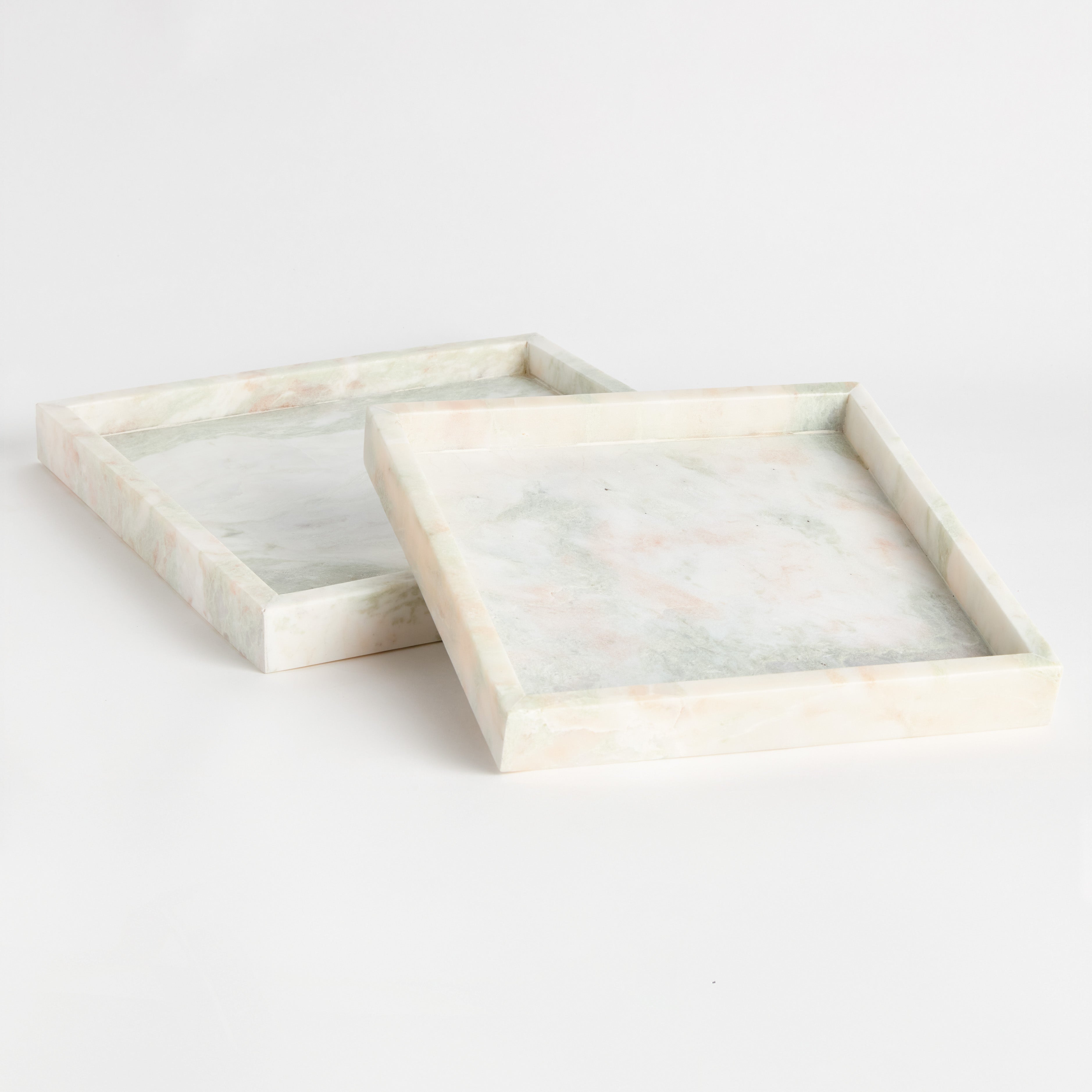 JOHANNA SQUARE MARBLE TRAYS LARGE, SET OF 2 - view 3