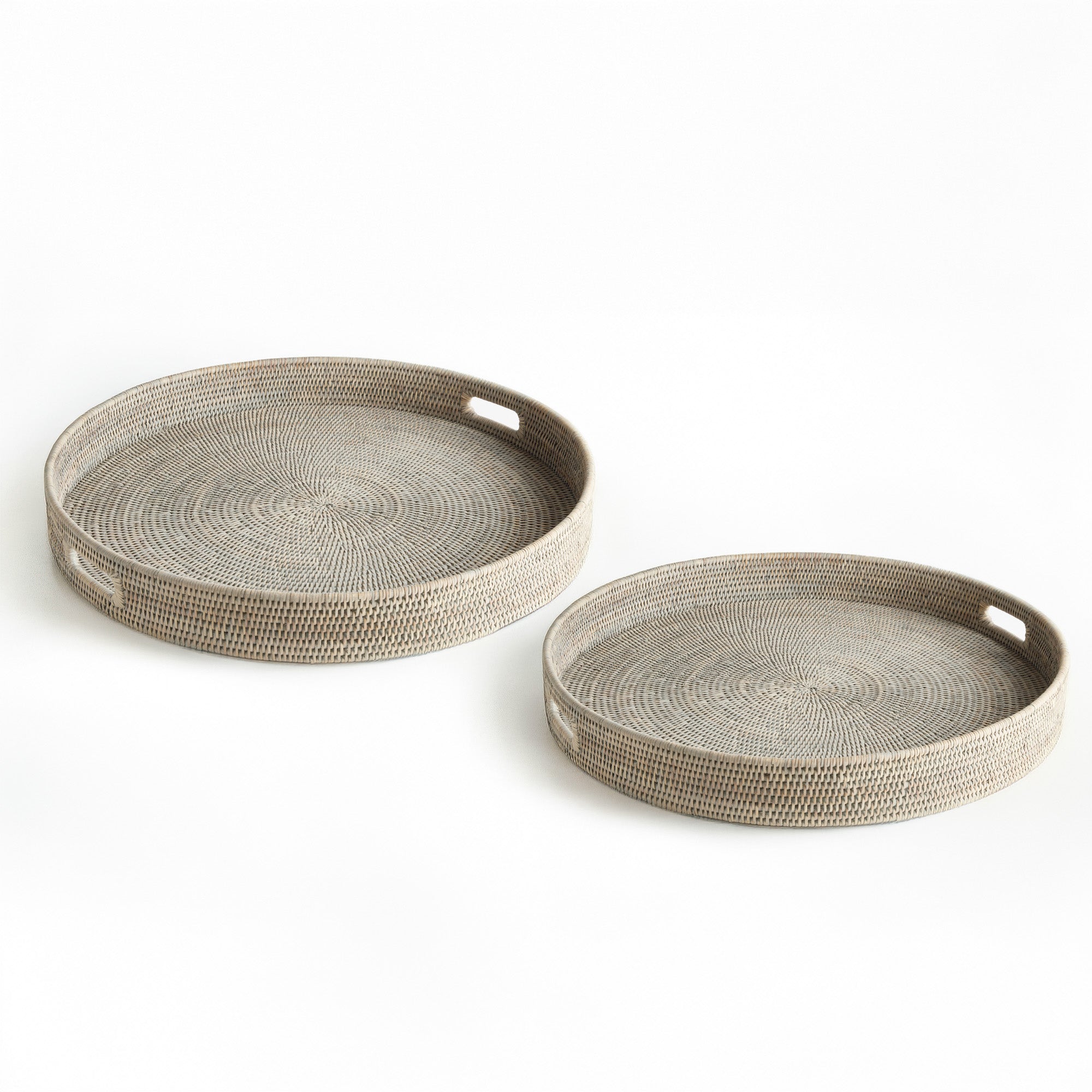 Burma Rattan Round Ottoman Trays Lg St/2 - View 2