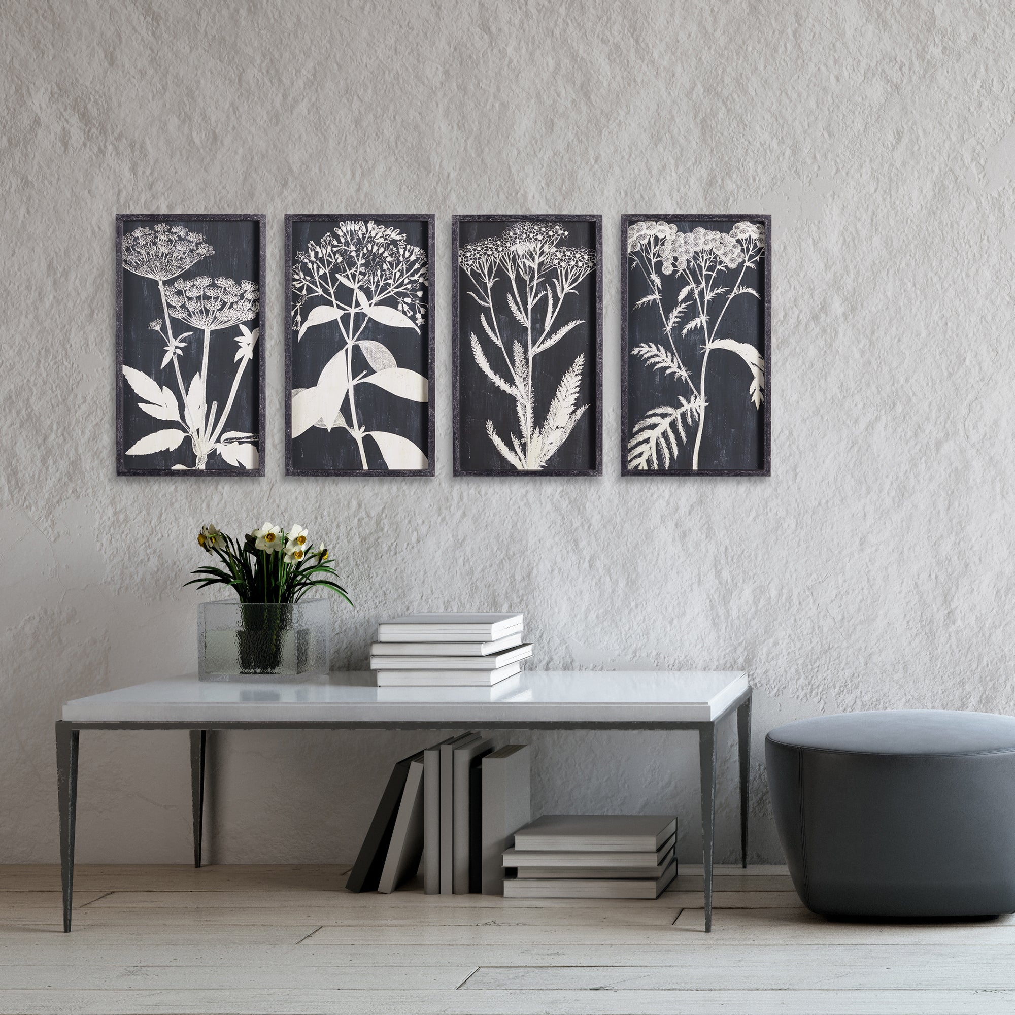 MONOCHROME QUEEN ANNE'S LACE PRINTS, SET OF 4 - view 4