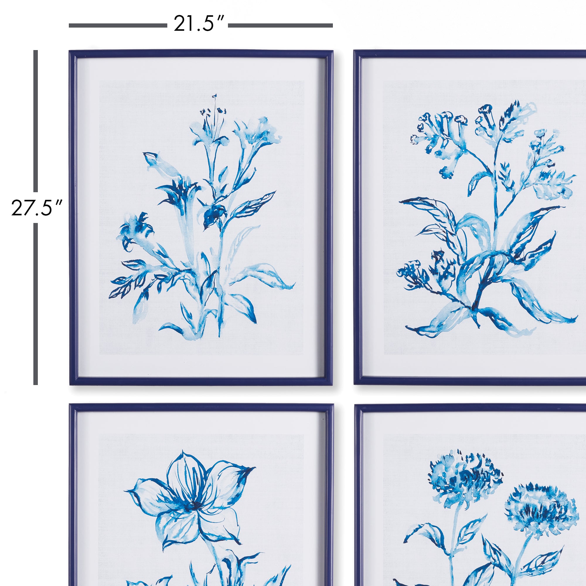 INDIGO WATERCOLOR BOTANICAL PRINTS, SET OF 4 - view 2