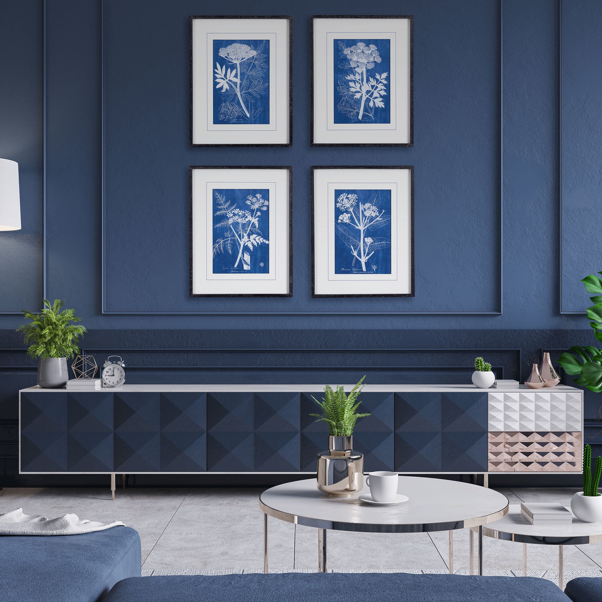 Cyanotype Queen Annes Lace Prints, Set Of 4 - View 4