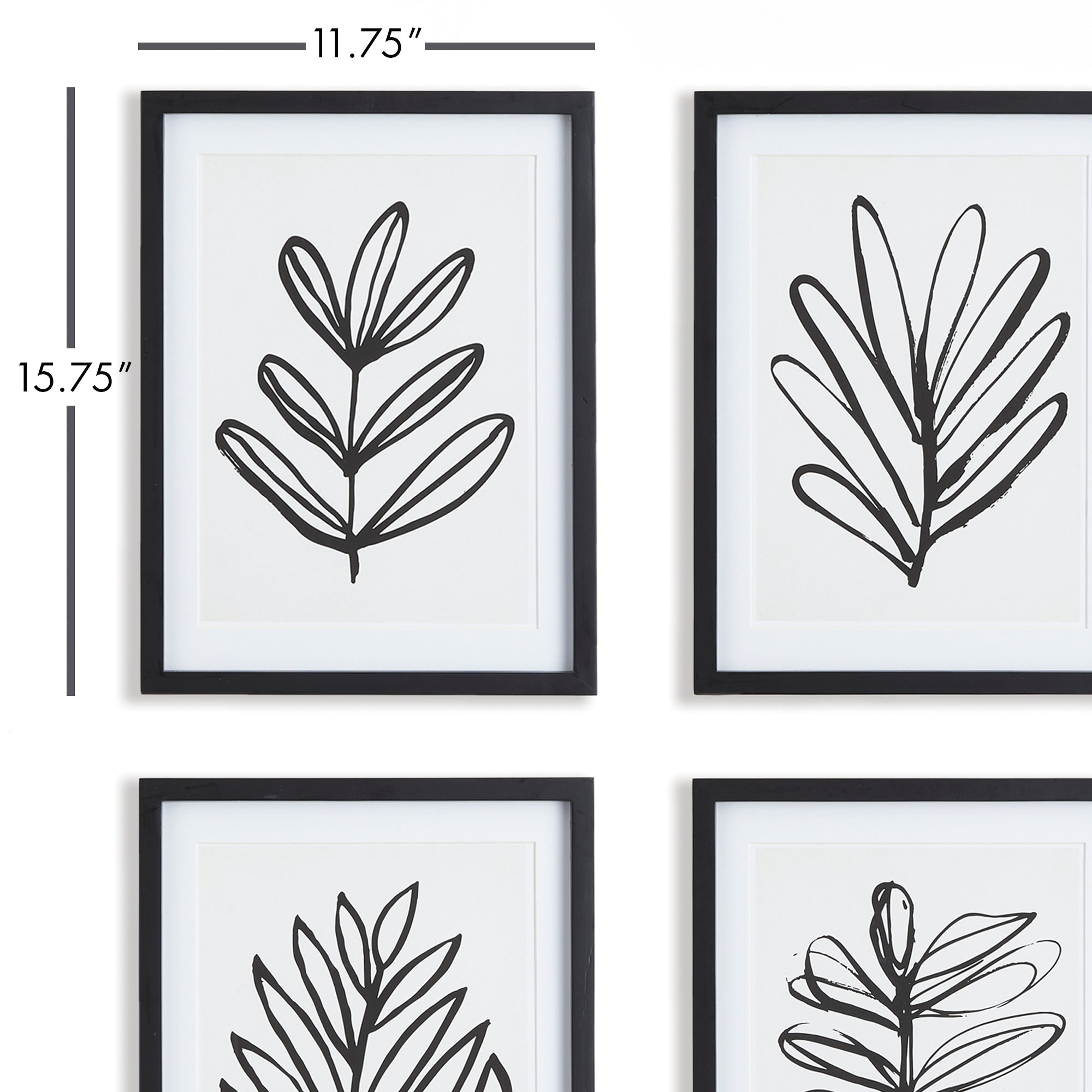 SKETCHED LEAF PRINTS, SET OF 4 - view 2