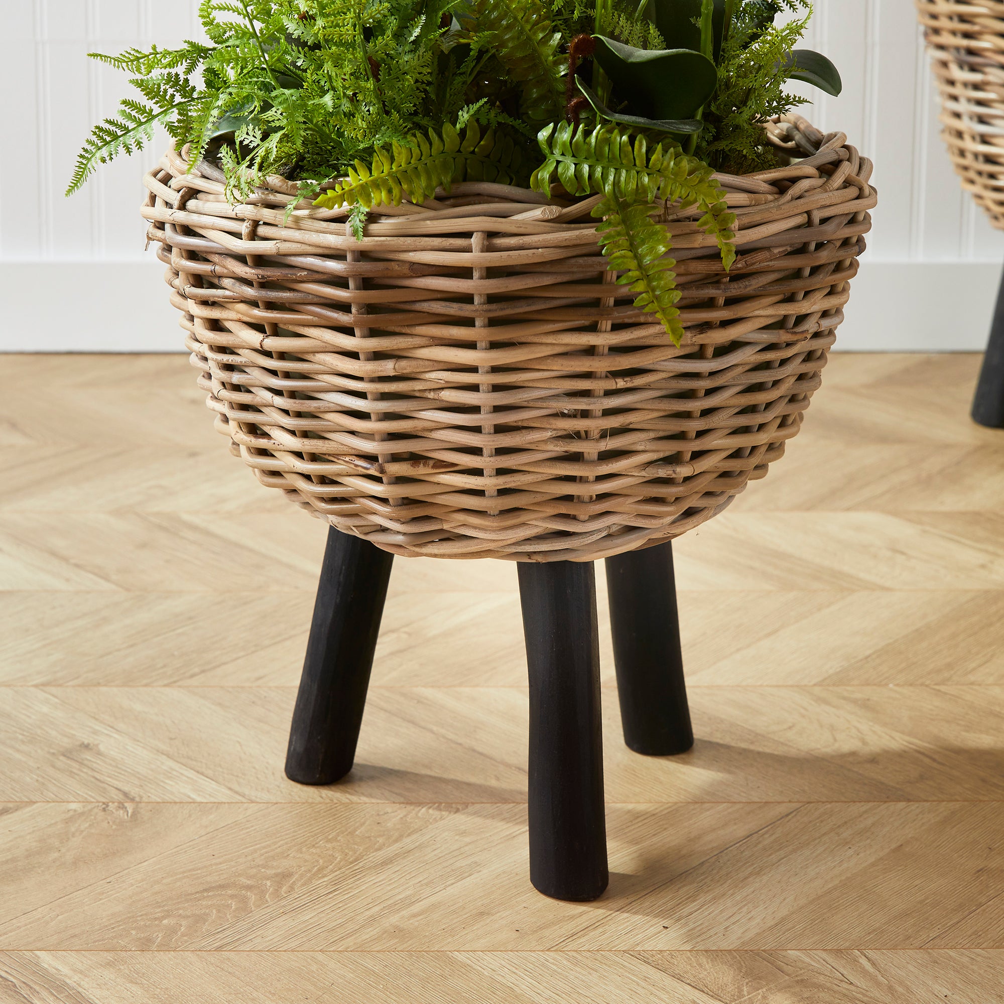 Woven Rattan Dry Basket Plant Riser 17" - View 4