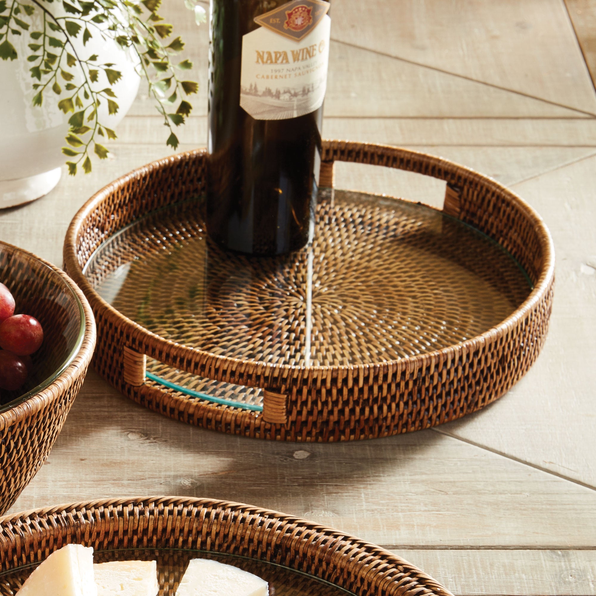 BURMA RATTAN ROUND SERVING TRAY - view 2