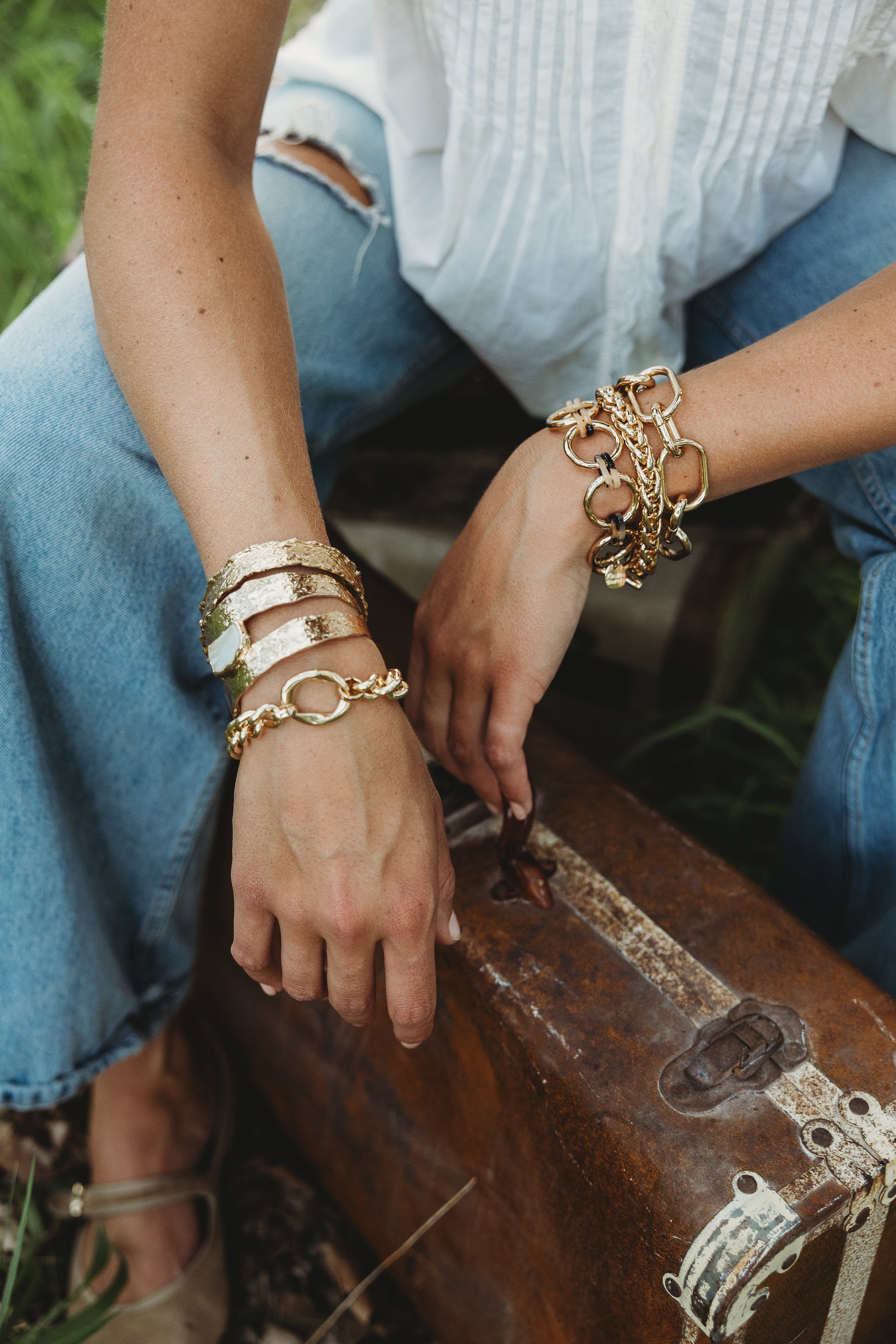 Simone - Gold Tortoise Link Bracelet by Leslie Curtis - view 2