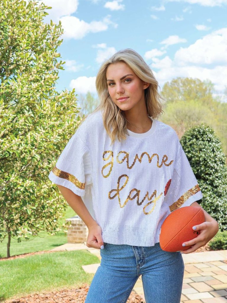 Sequins Luxe GameDay Top - Gold By Simply Southern - A. Dodson's