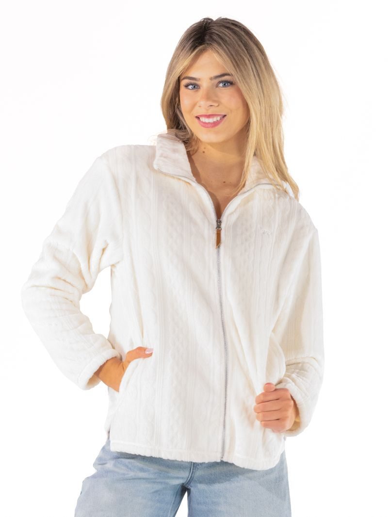 Simply Southern Elsie Fleece Zip-Up Jacket - Ivory by Simply Southern