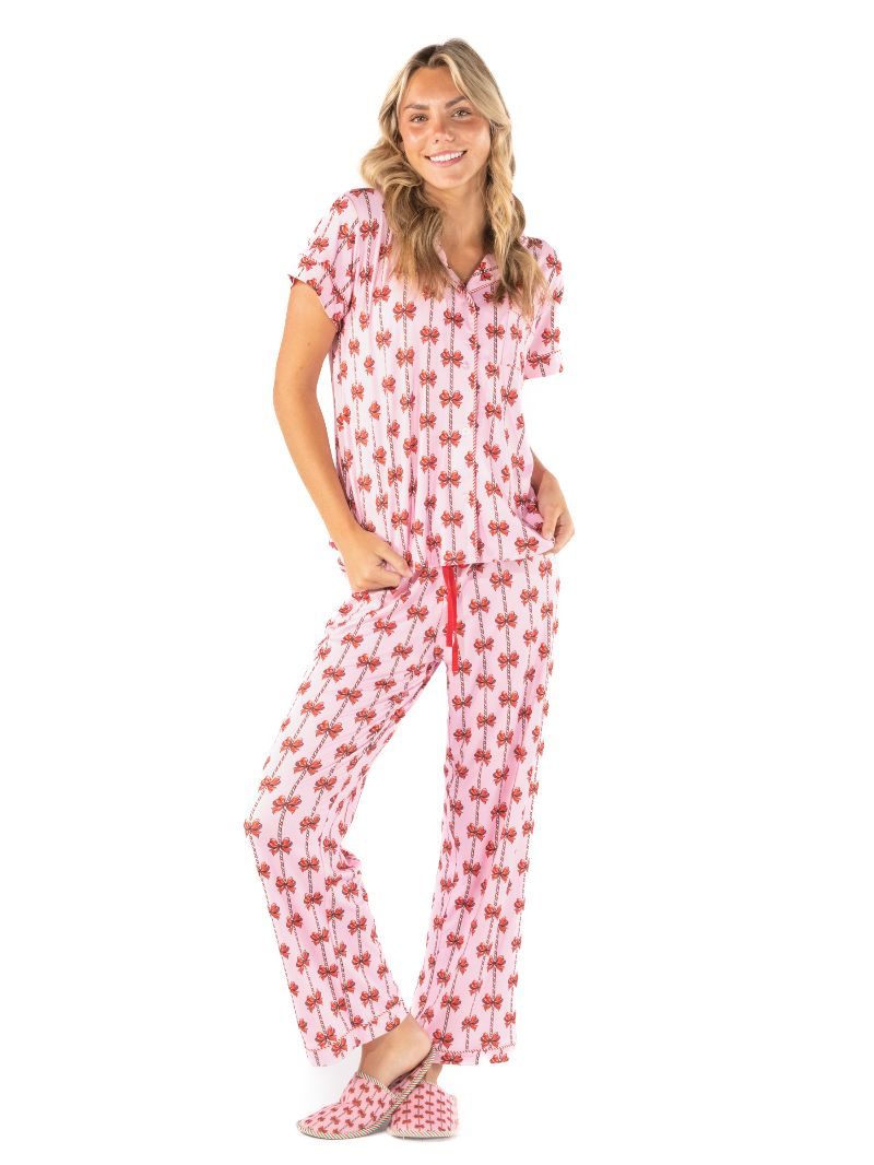Simply Southern Simply Soft Pajama Set - Mint Bow - A. Dodson's