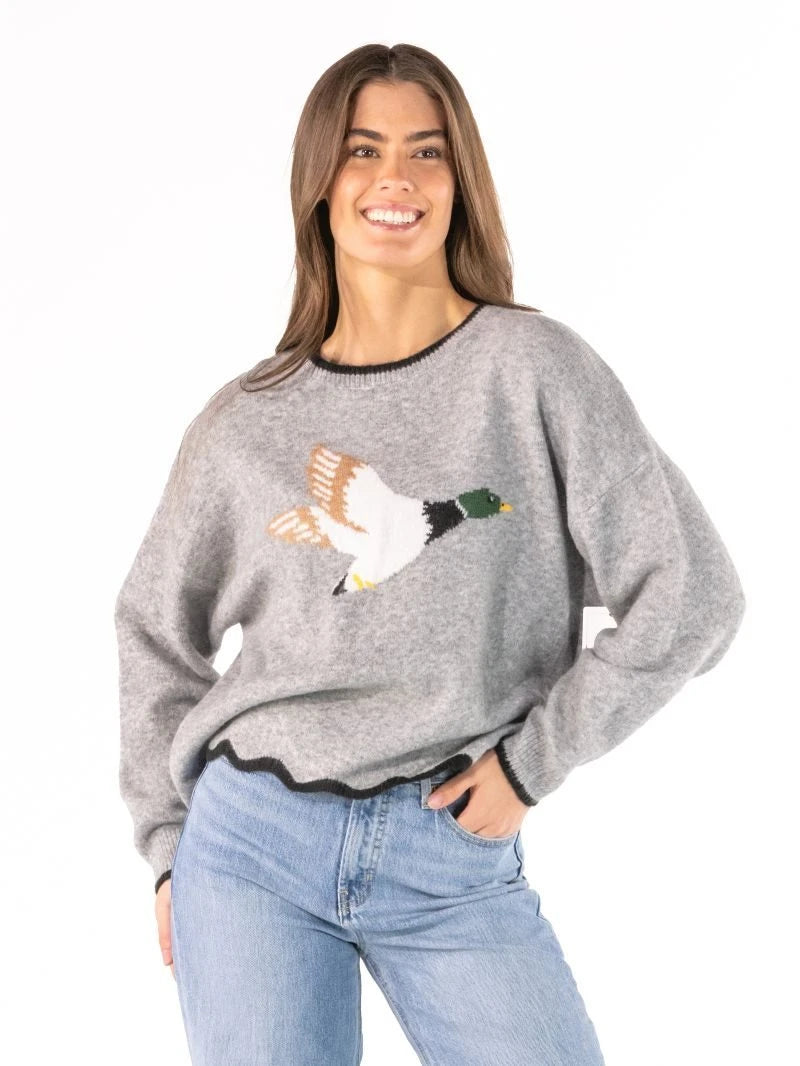 Simply Southern Rosalie Scalloped Sweater - Duck by Simply Southern