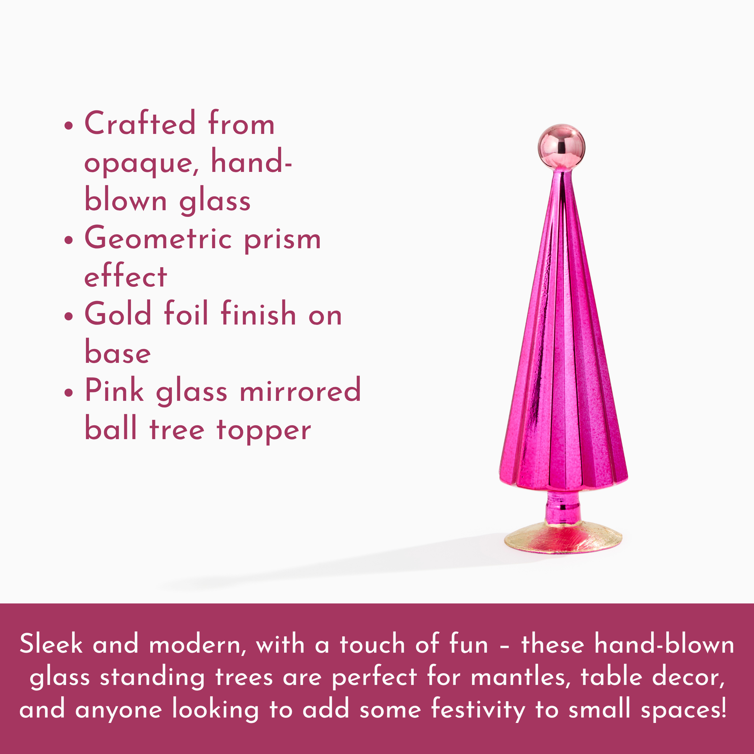 Pink Prism Glass Tree, Medium - view 3