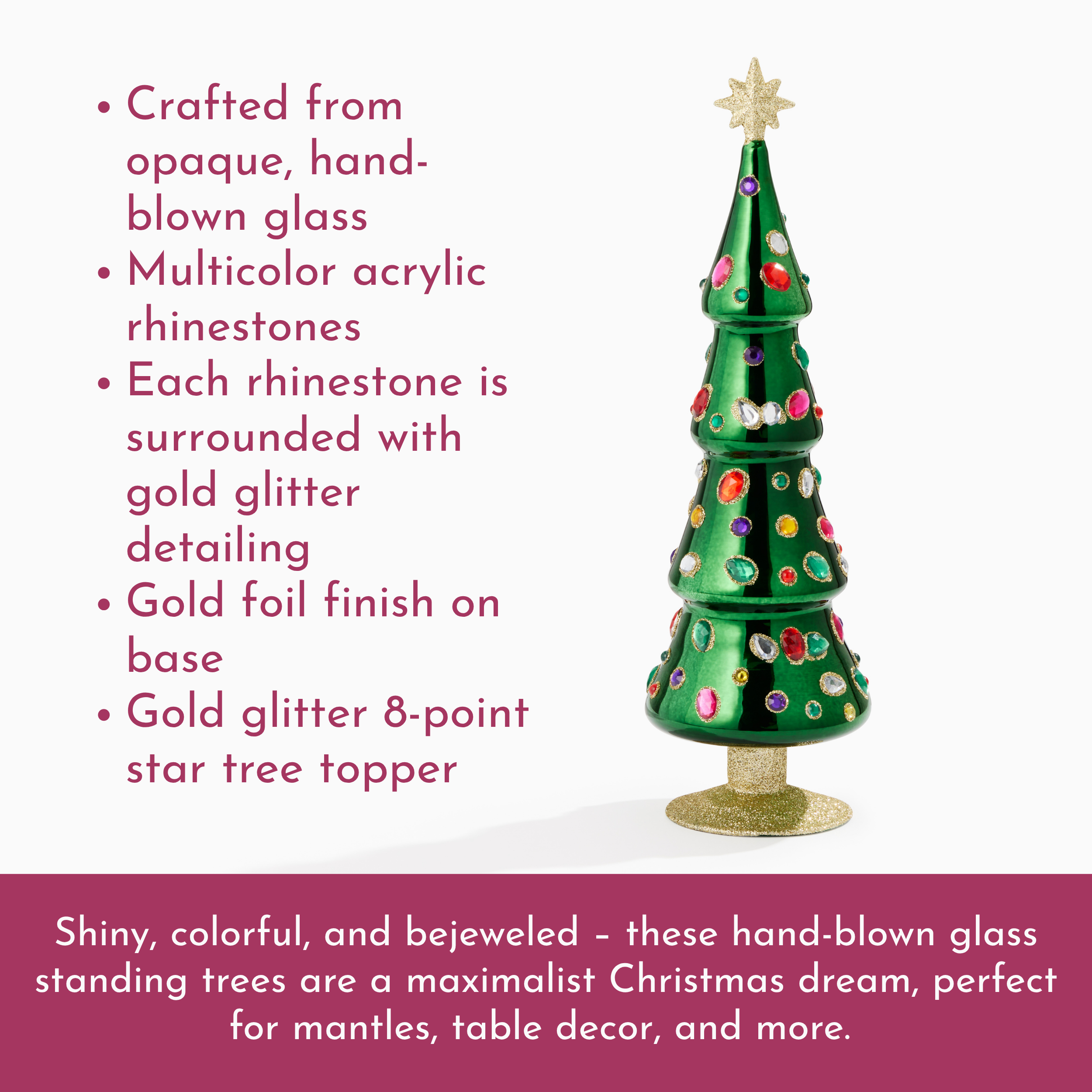 Green Grand Jewel Glass Tree, Large - view 3