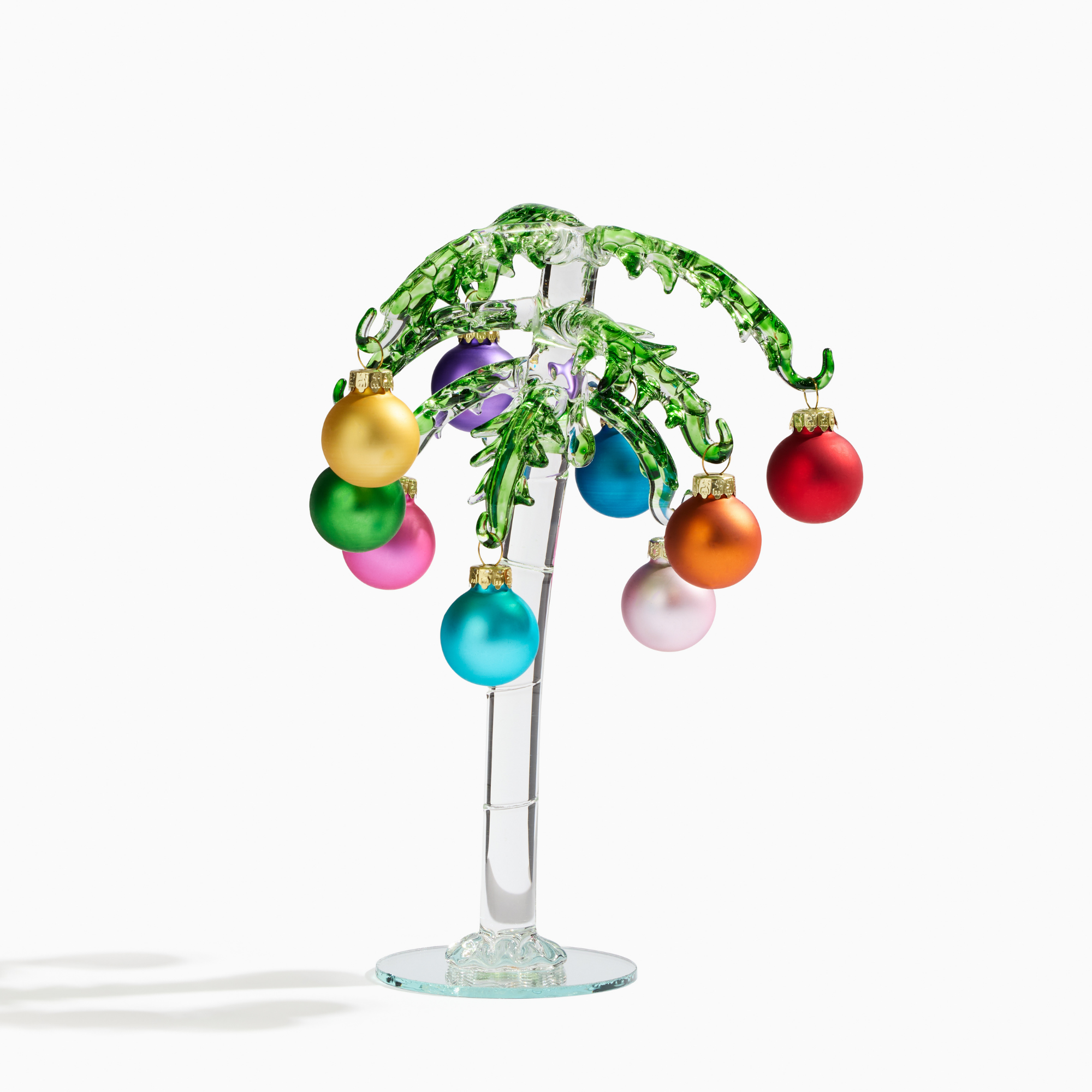 Mini Glass Palm Tree with Assorted Ornaments - view 2