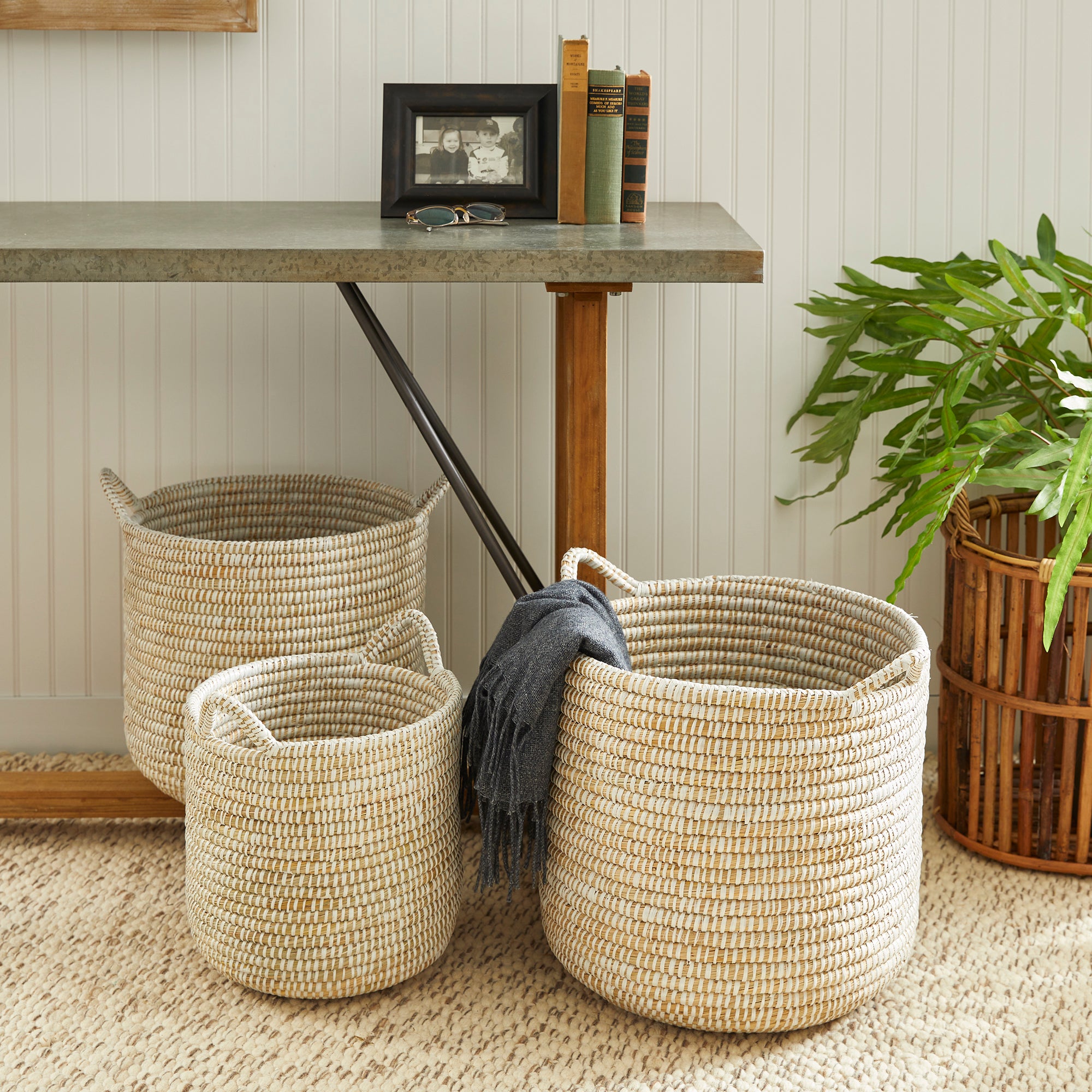 RIVERGRASS ROUND BASKETS WITH HANDLES, SET OF 3 - view 4